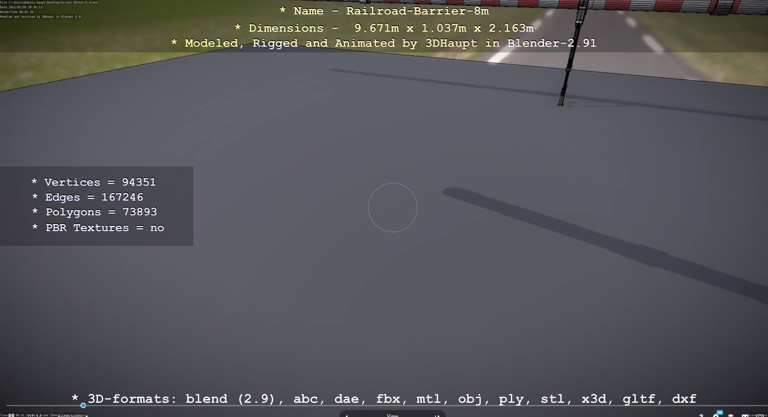 Railroad Barrier 8m High-Poly 3D model_60