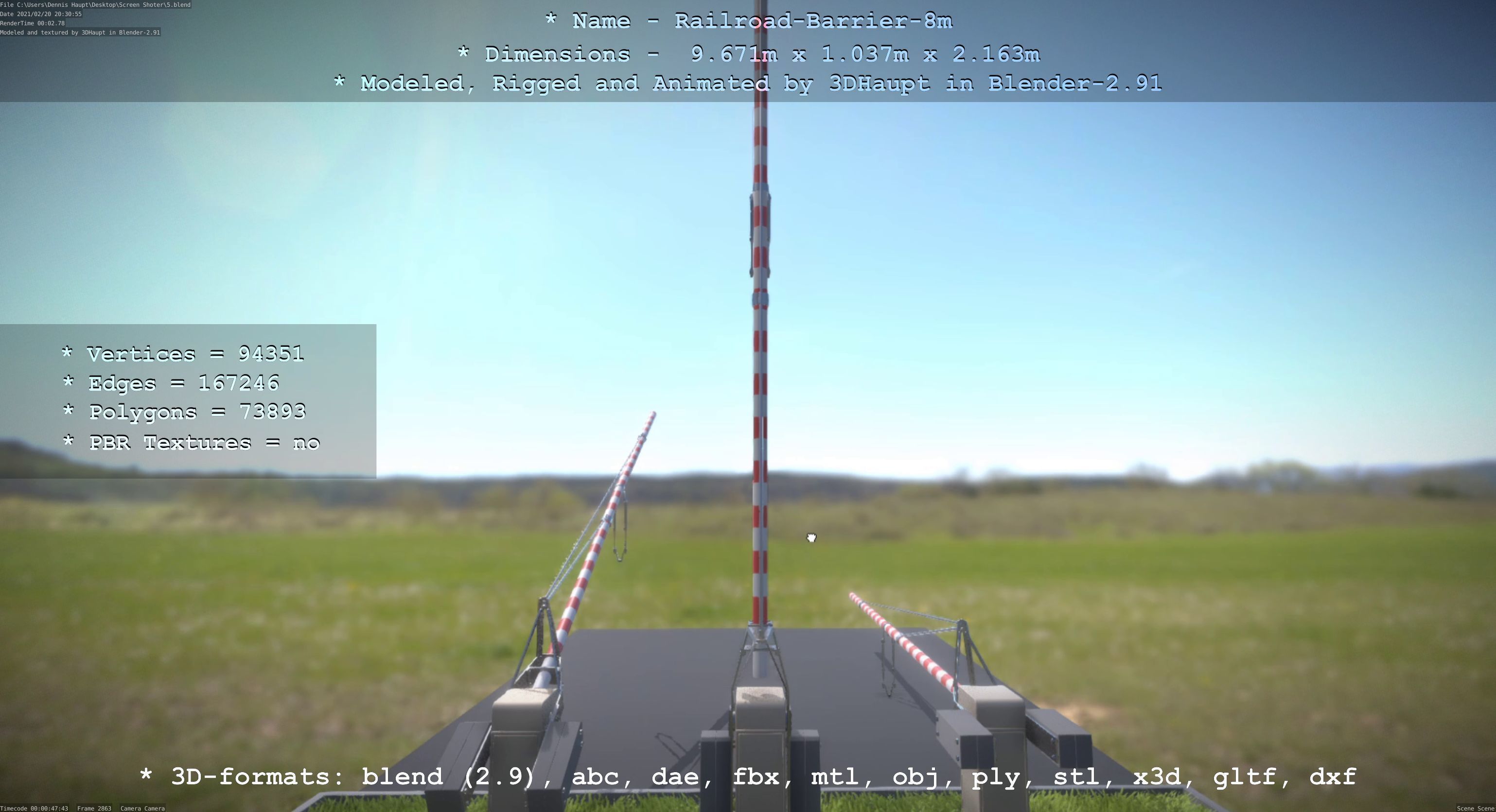 Railroad Barrier 8m High-Poly 3D model_52