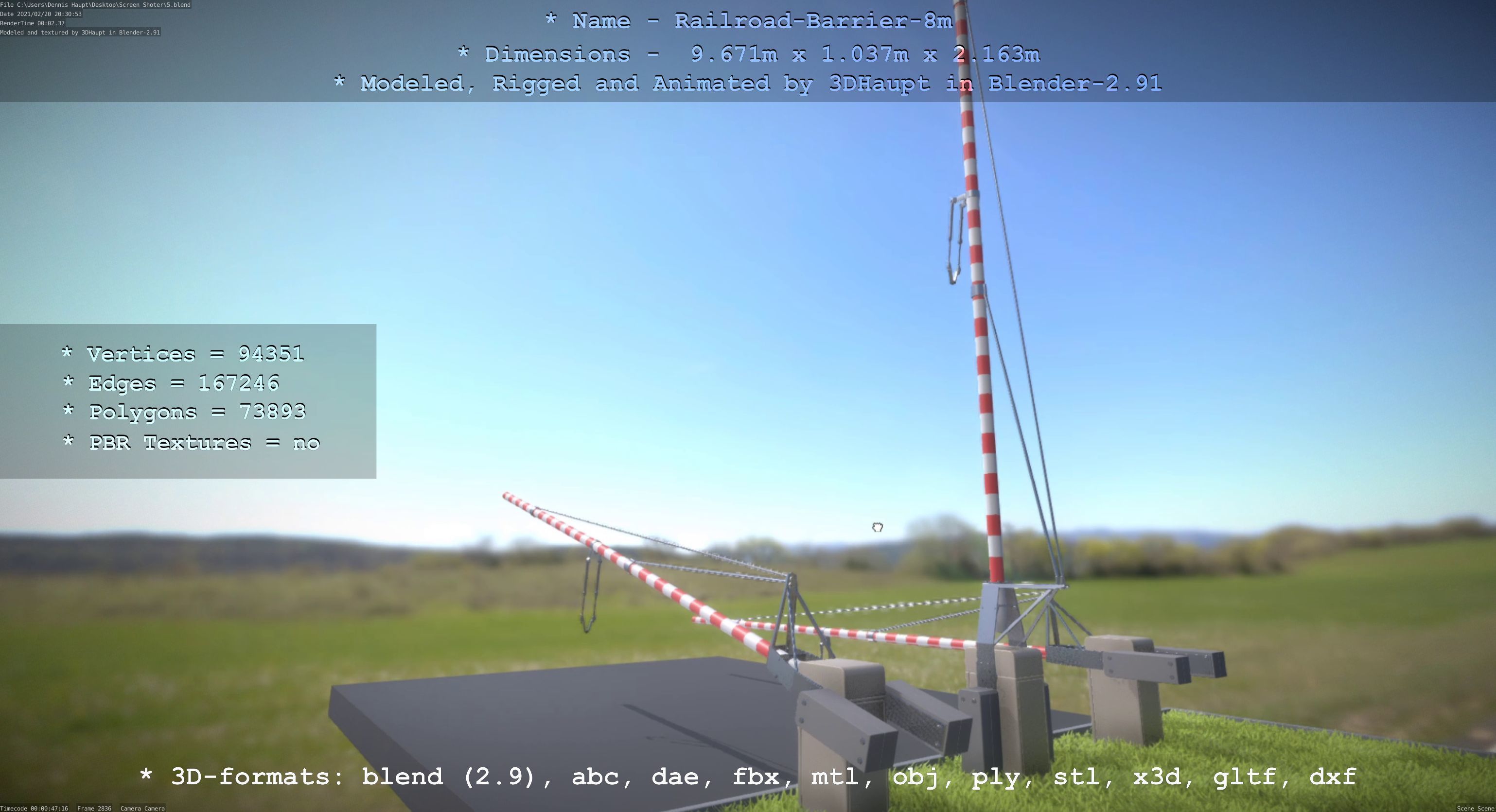 Railroad Barrier 8m High-Poly 3D model_41