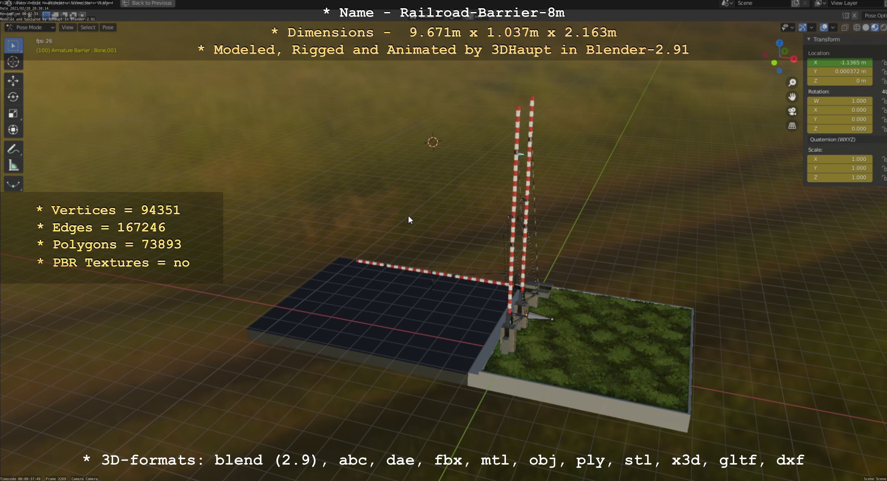Railroad Barrier 8m High-Poly 3D model_106