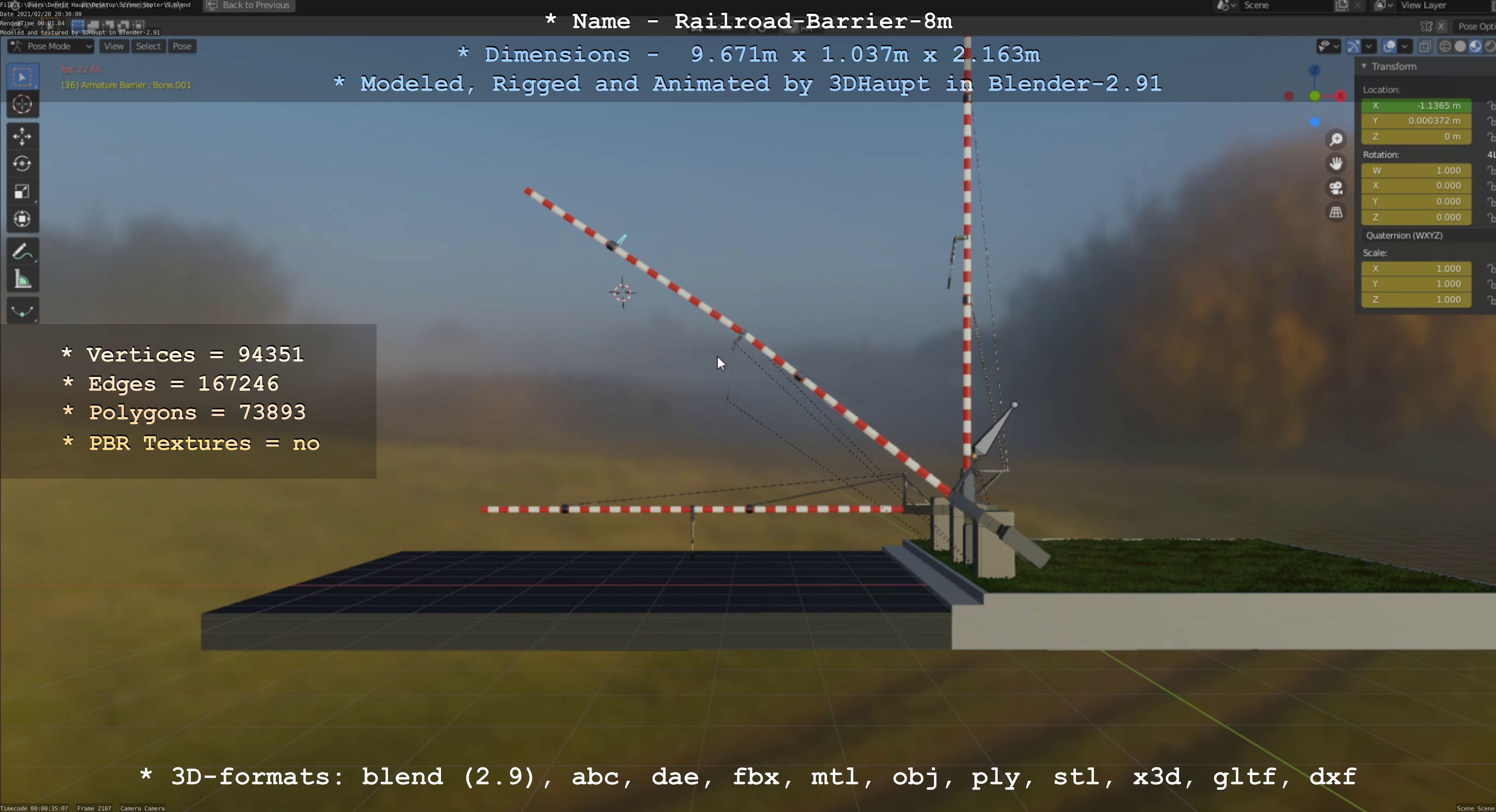 Railroad Barrier 8m High-Poly 3D model_102