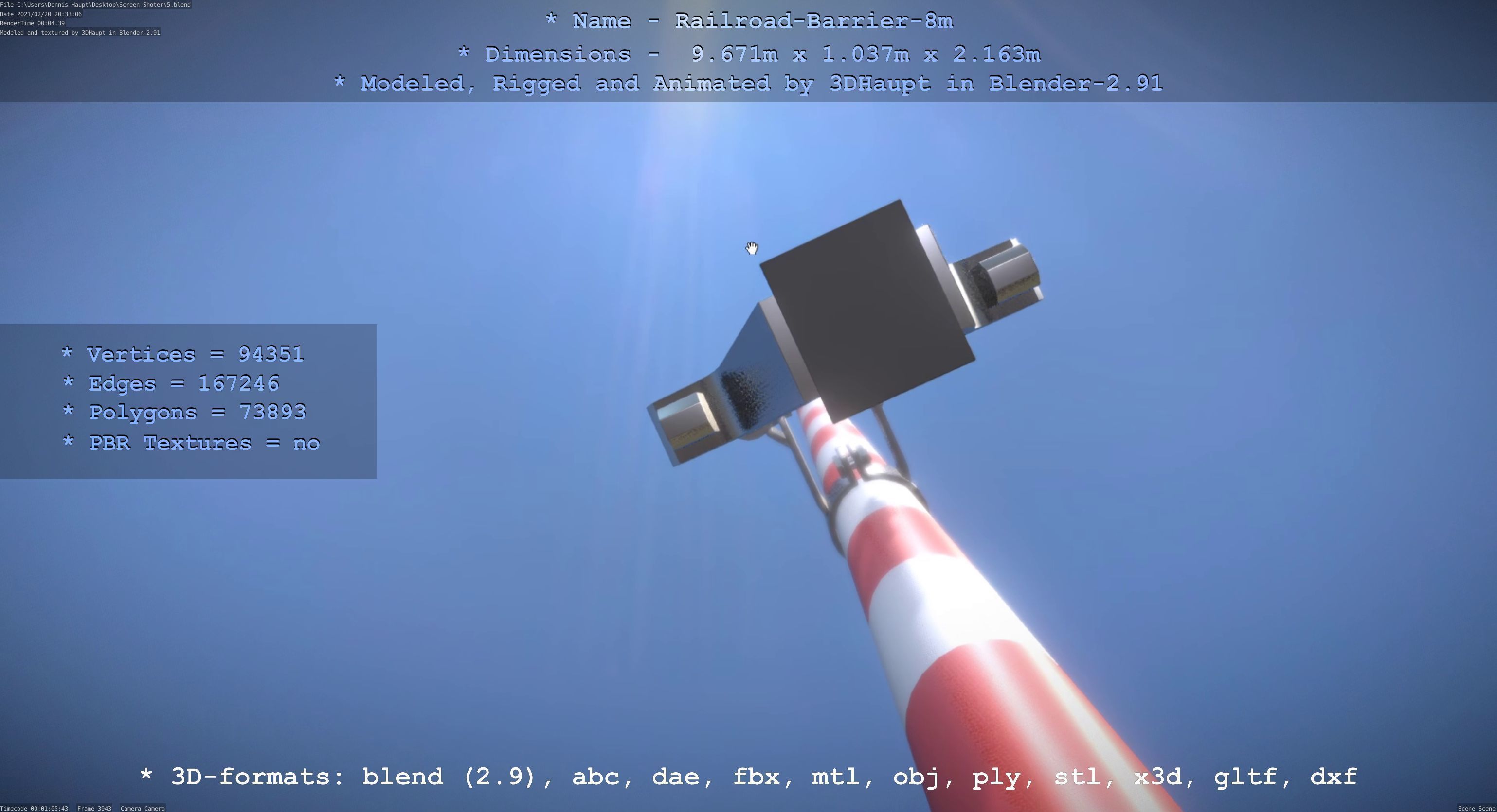 Railroad Barrier 8m High-Poly 3D model_47