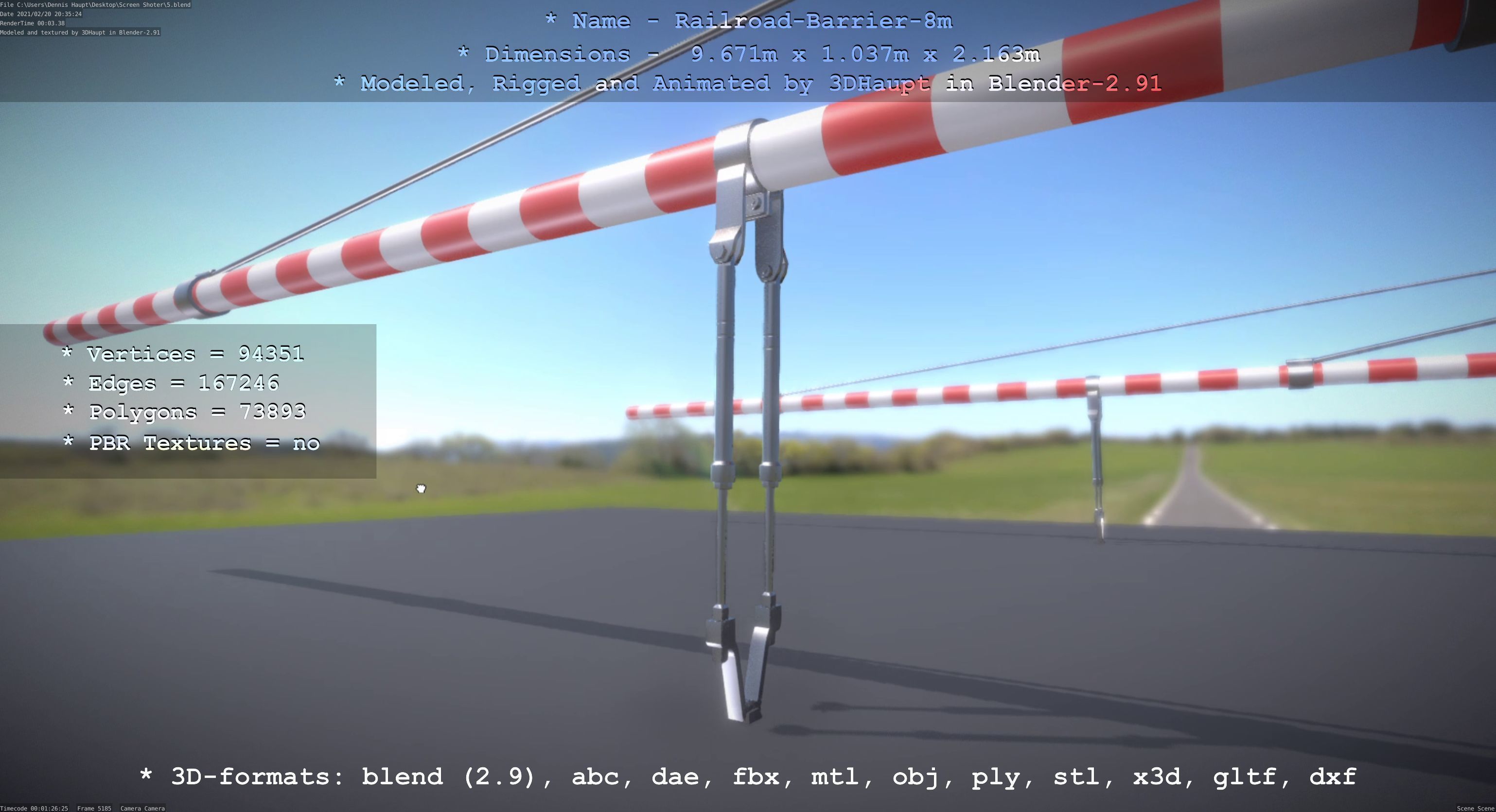 Railroad Barrier 8m High-Poly 3D model_51