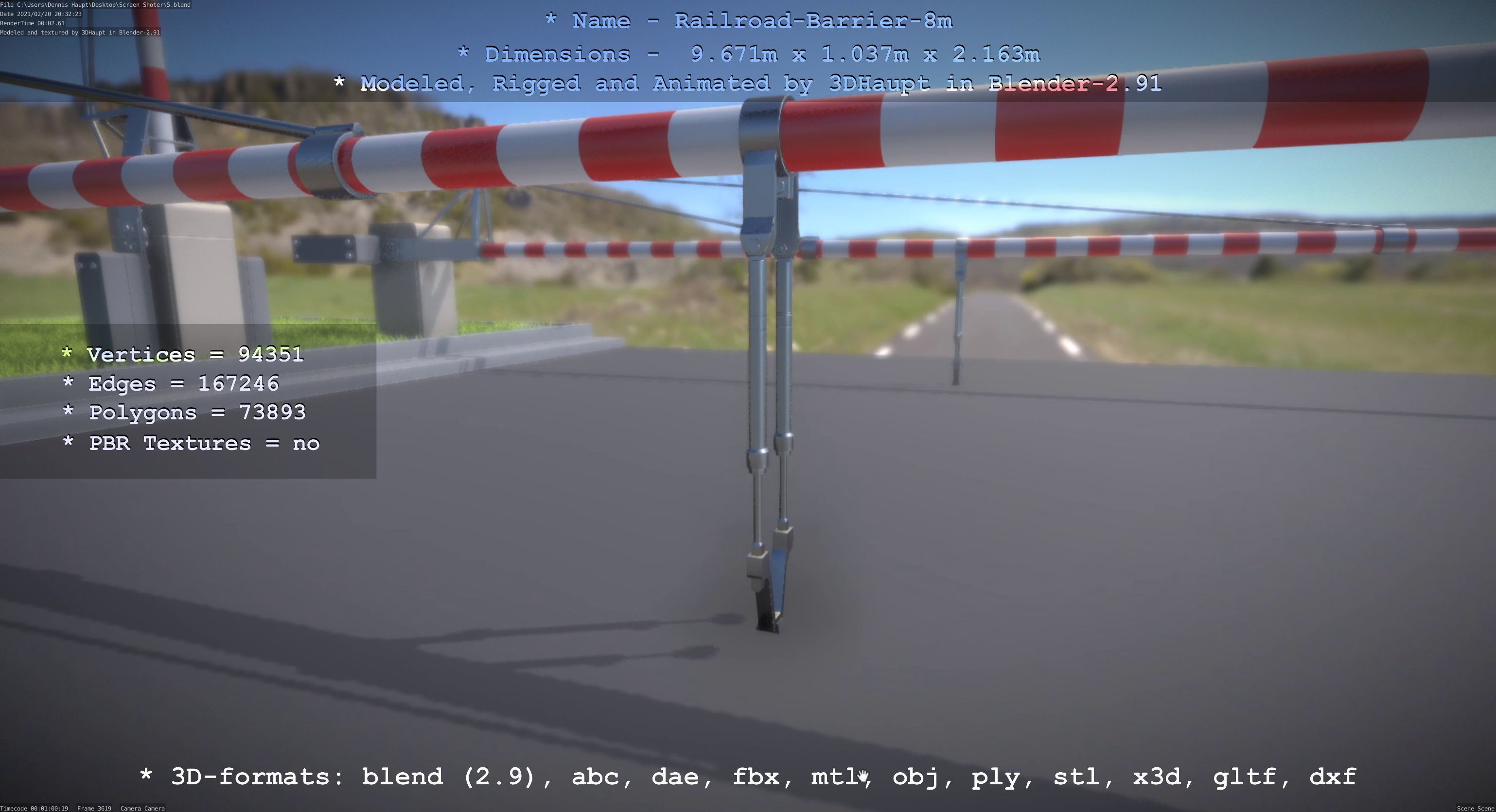 Railroad Barrier 8m High-Poly 3D model_46