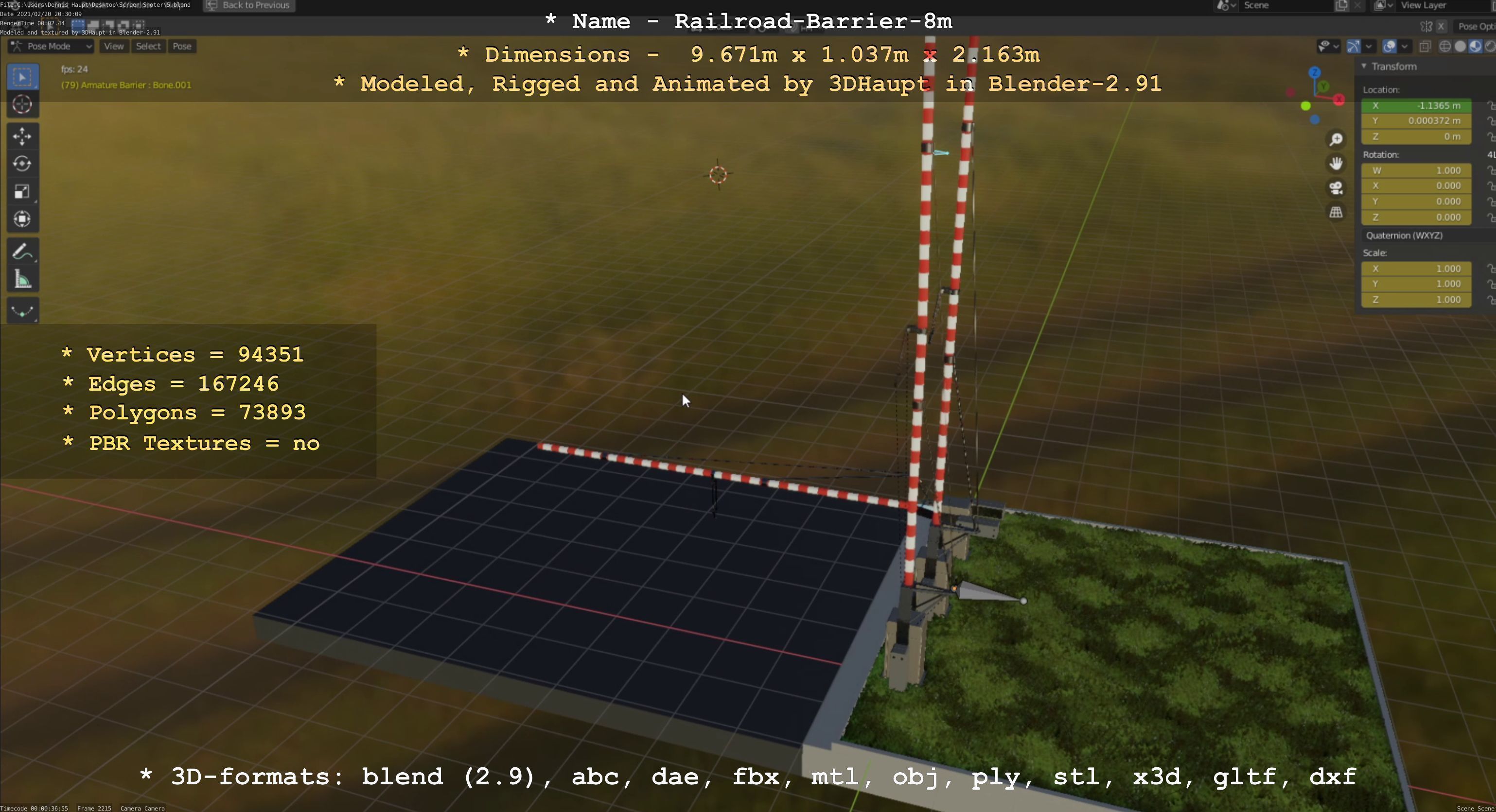 Railroad Barrier 8m High-Poly 3D model_105