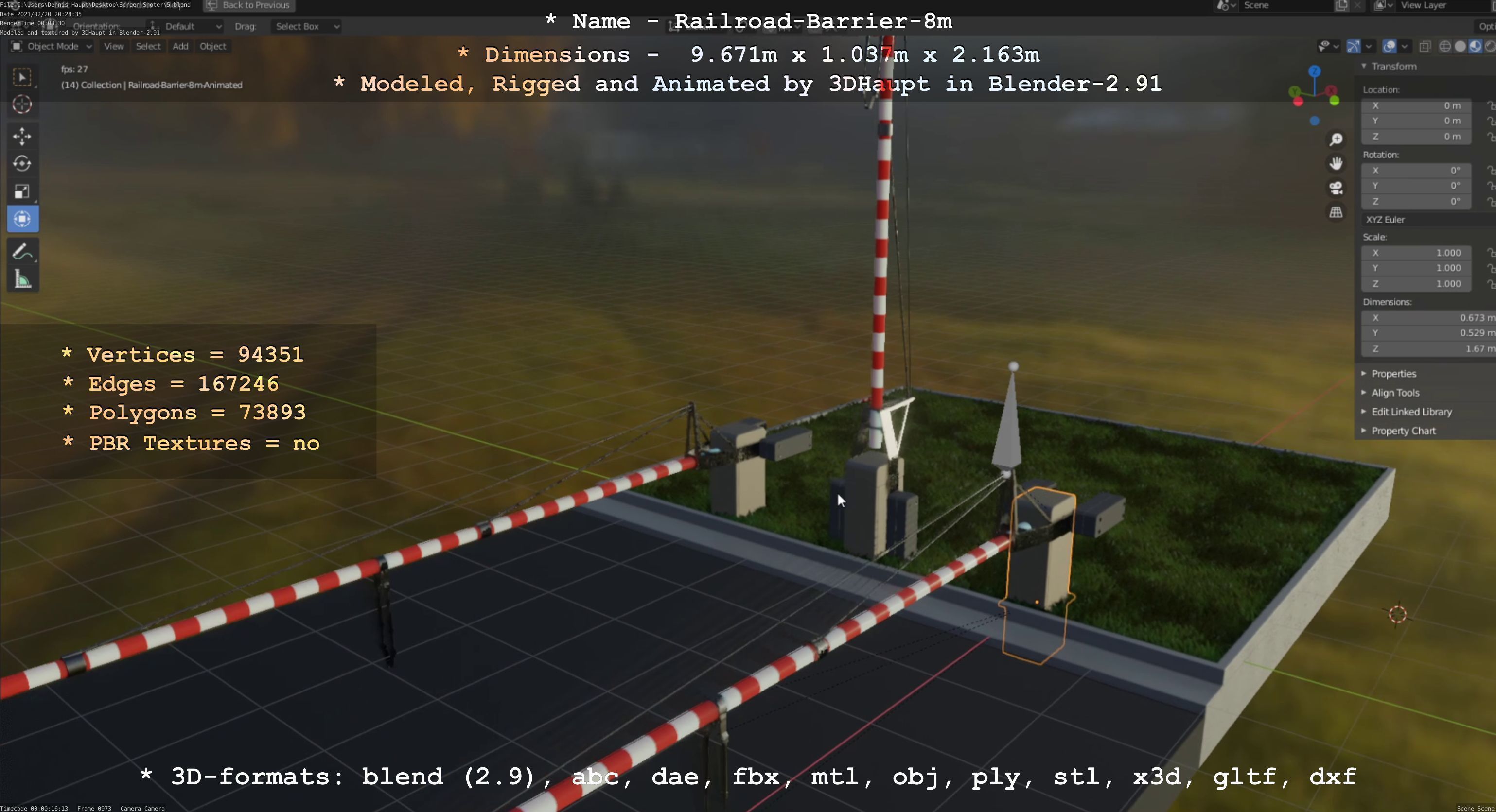 Railroad Barrier 8m High-Poly 3D model_86