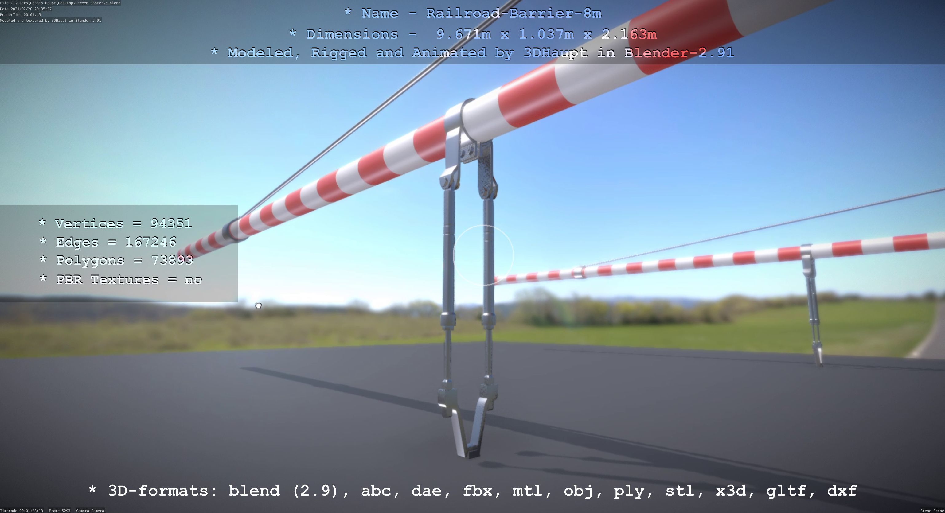 Railroad Barrier 8m High-Poly 3D model_56