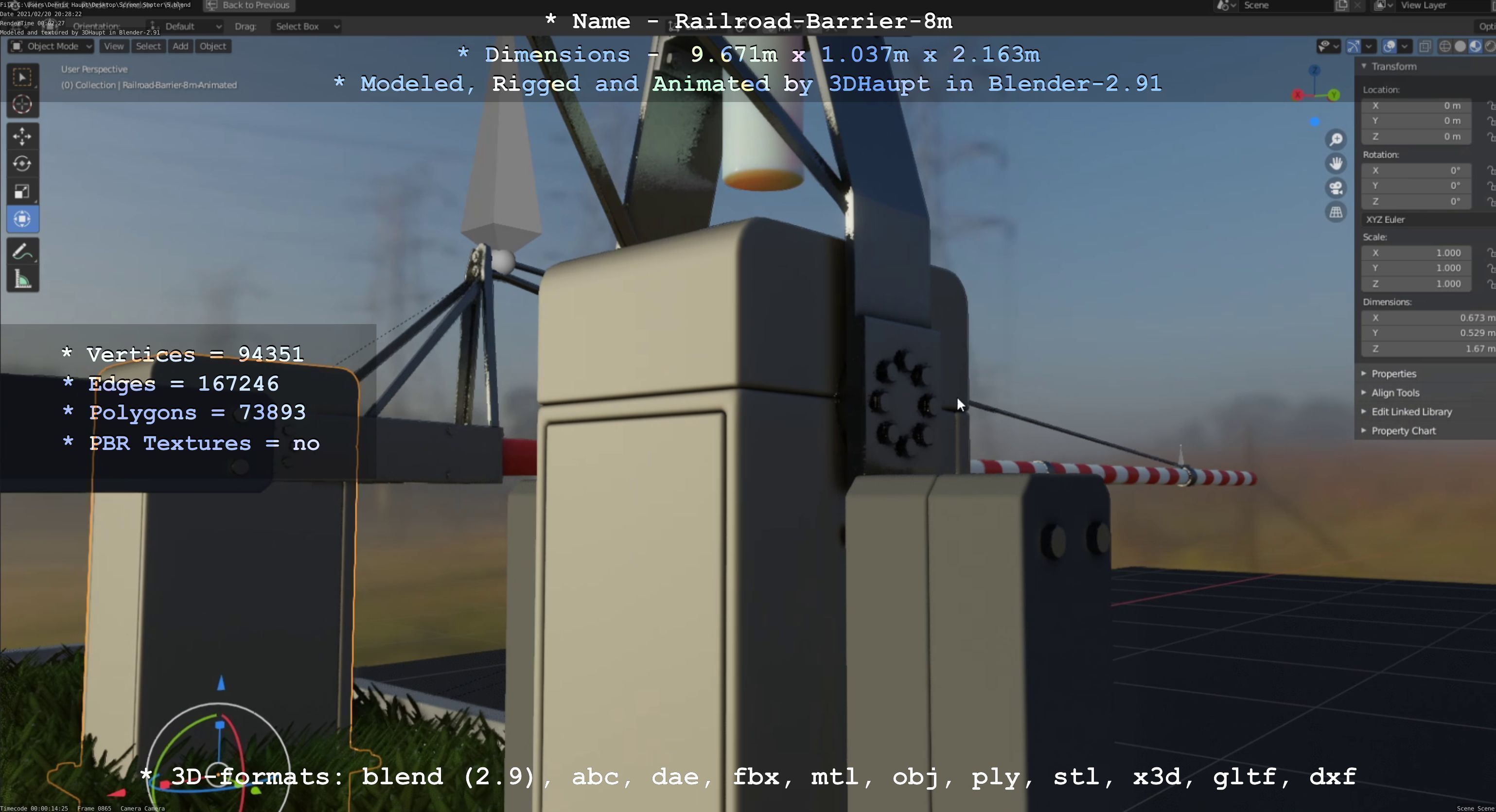 Railroad Barrier 8m High-Poly 3D model_82