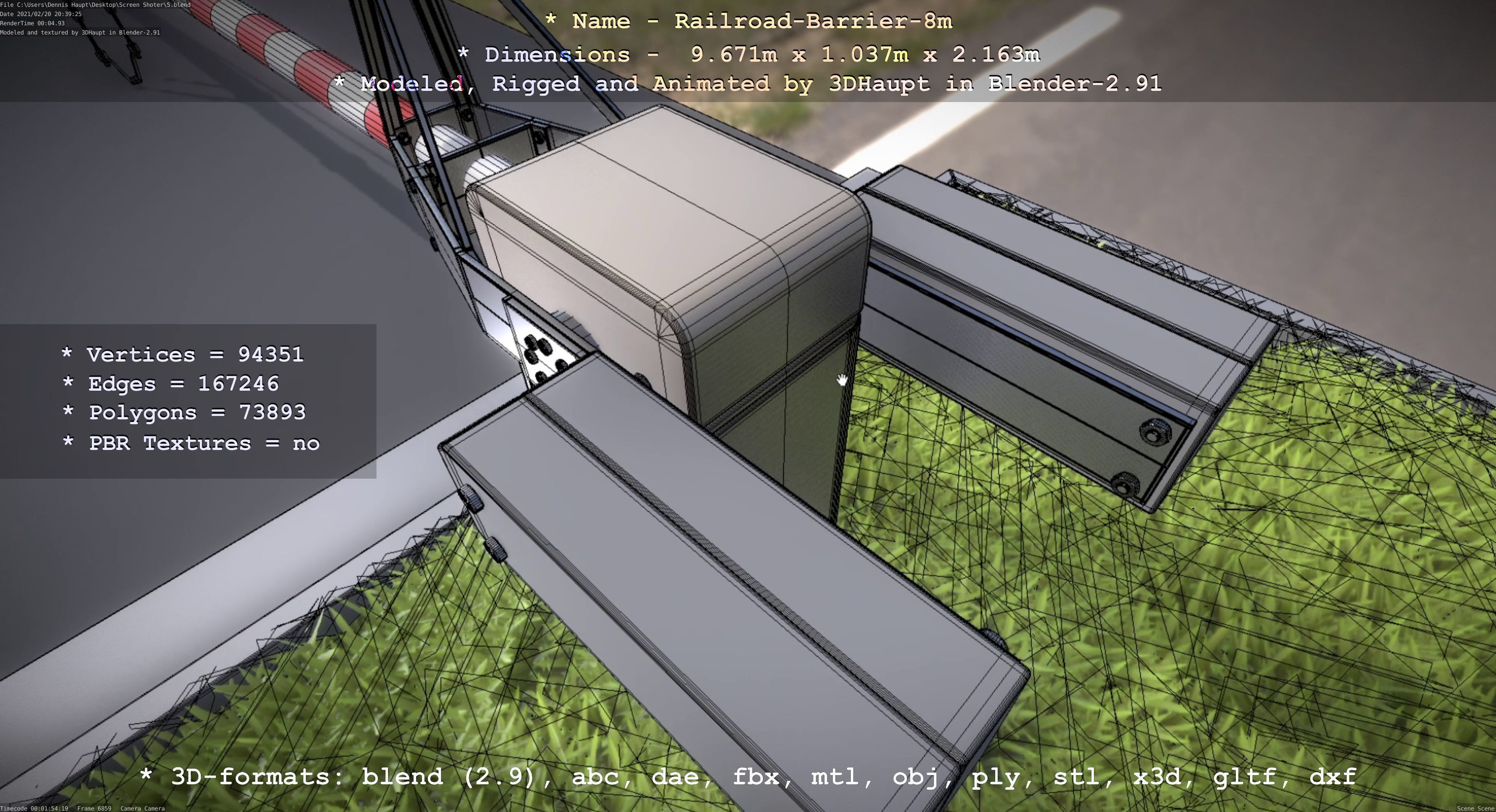 Railroad Barrier 8m High-Poly 3D model_66