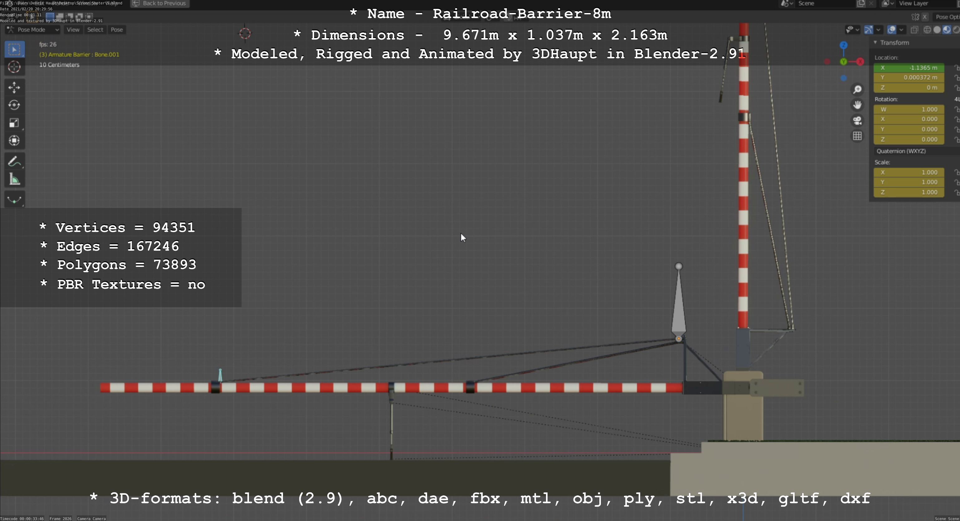 Railroad Barrier 8m High-Poly 3D model_99