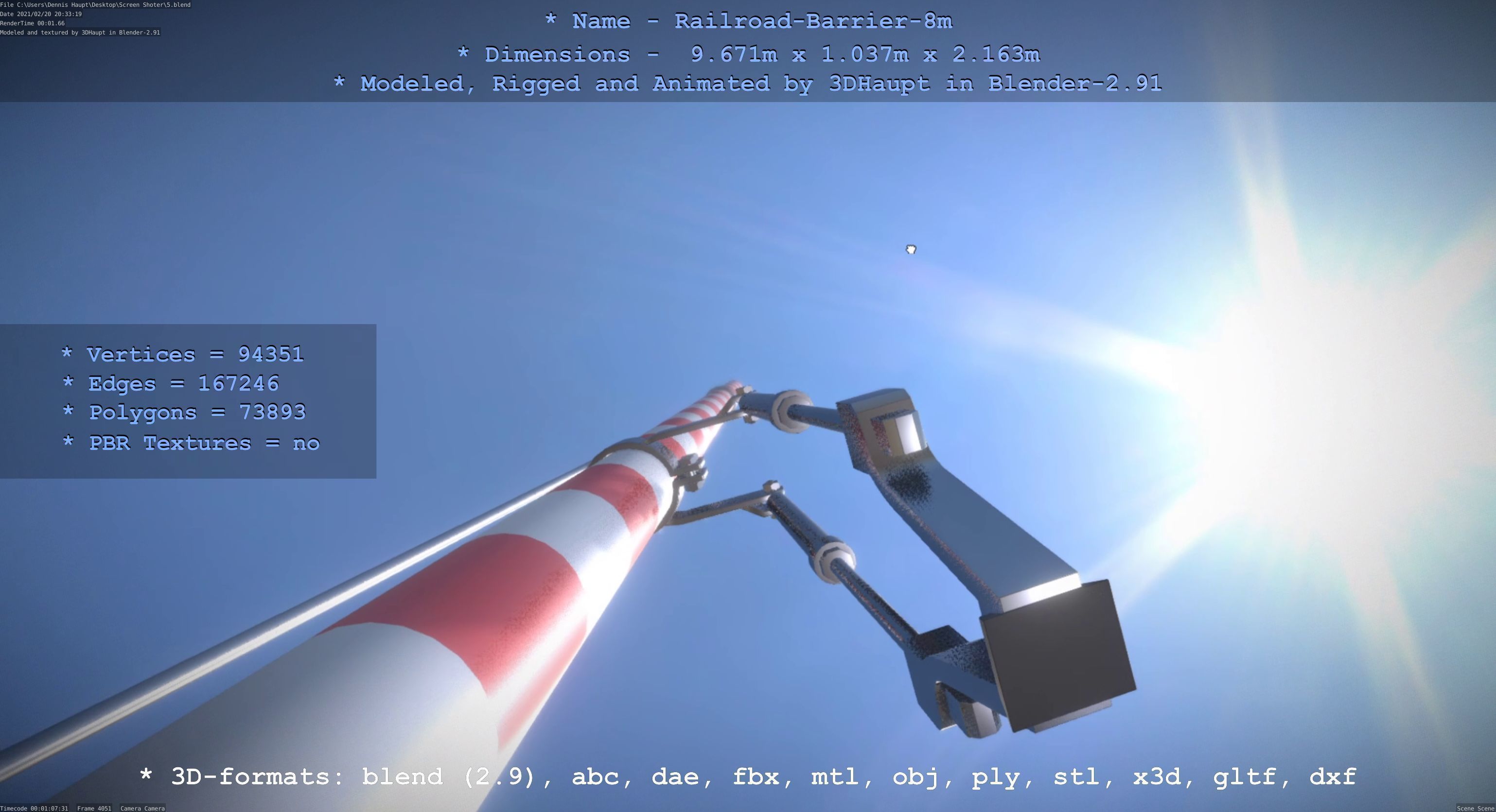 Railroad Barrier 8m High-Poly 3D model_49