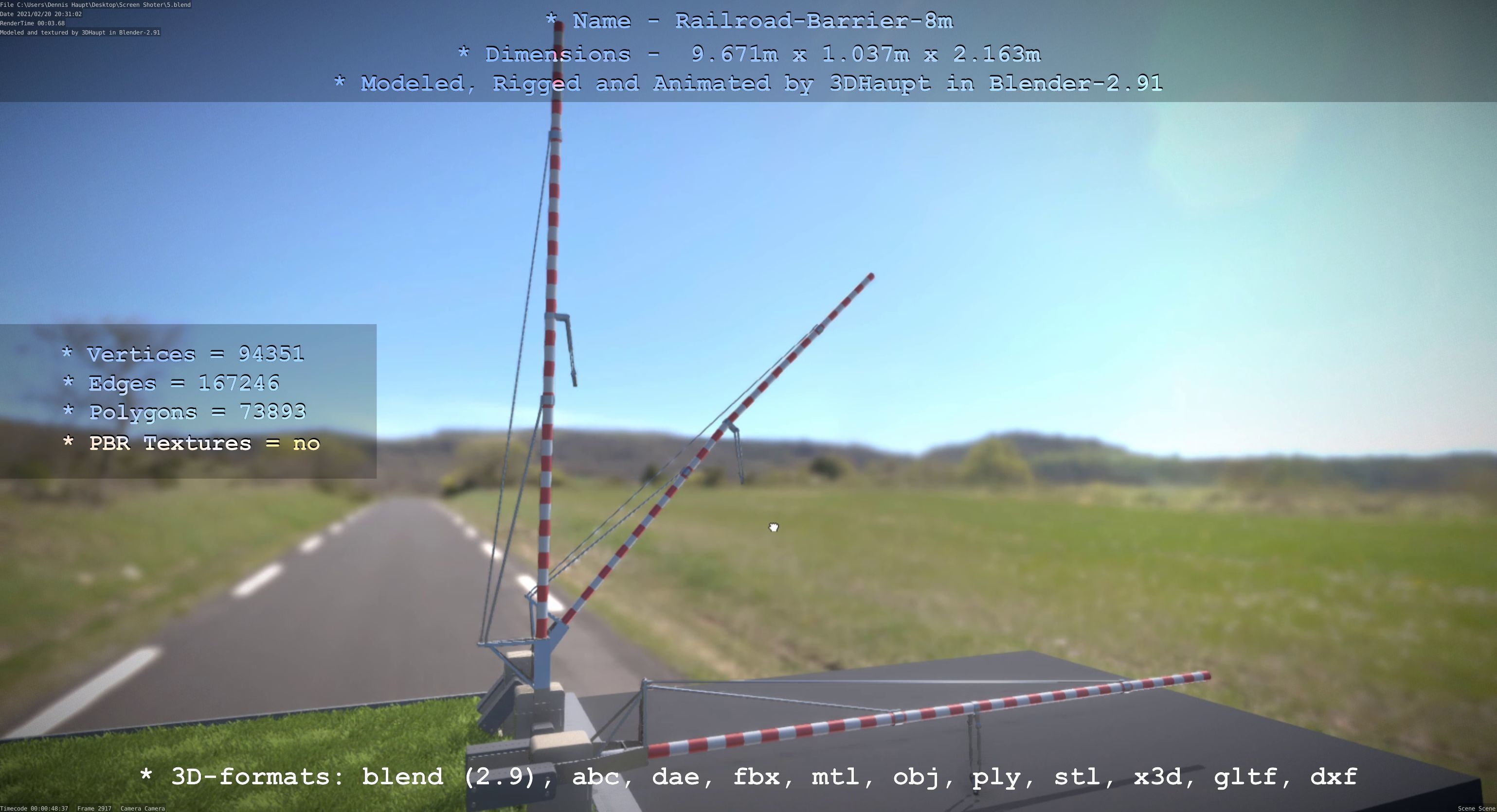 Railroad Barrier 8m High-Poly 3D model_63