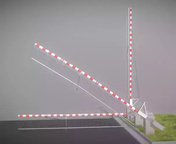 Railroad Barrier 7m Protective Grid High-Poly 3D model