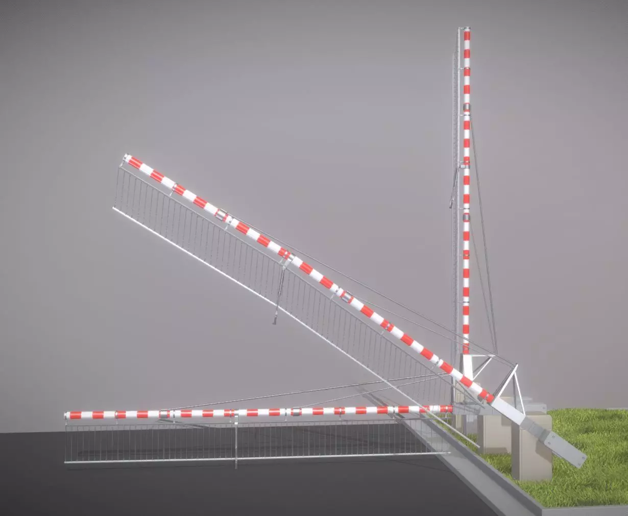 Railroad Barrier 7m Protective Grid High-Poly 3D model_0
