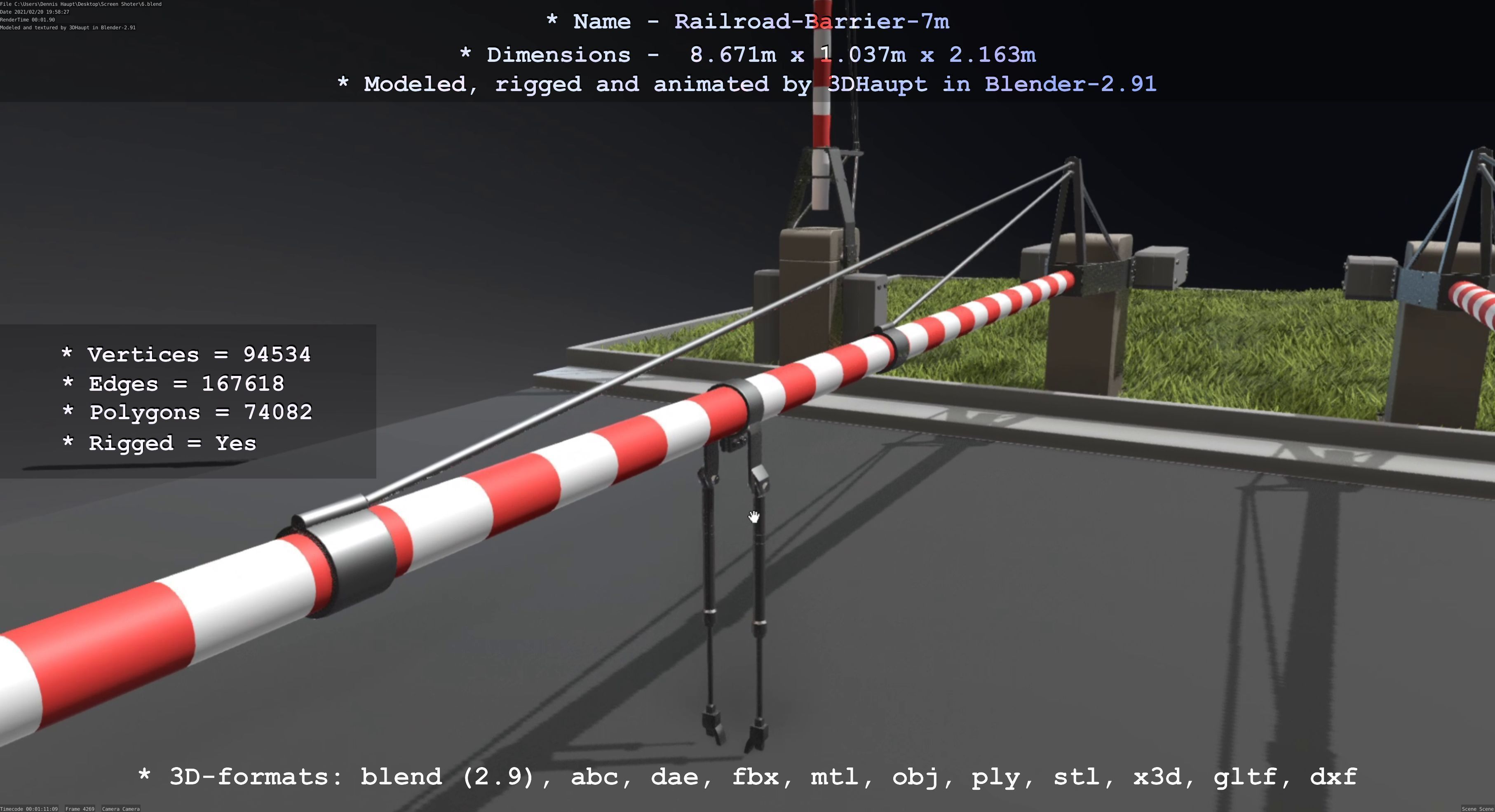 Railroad Barrier 7m High-Poly 3D model_97