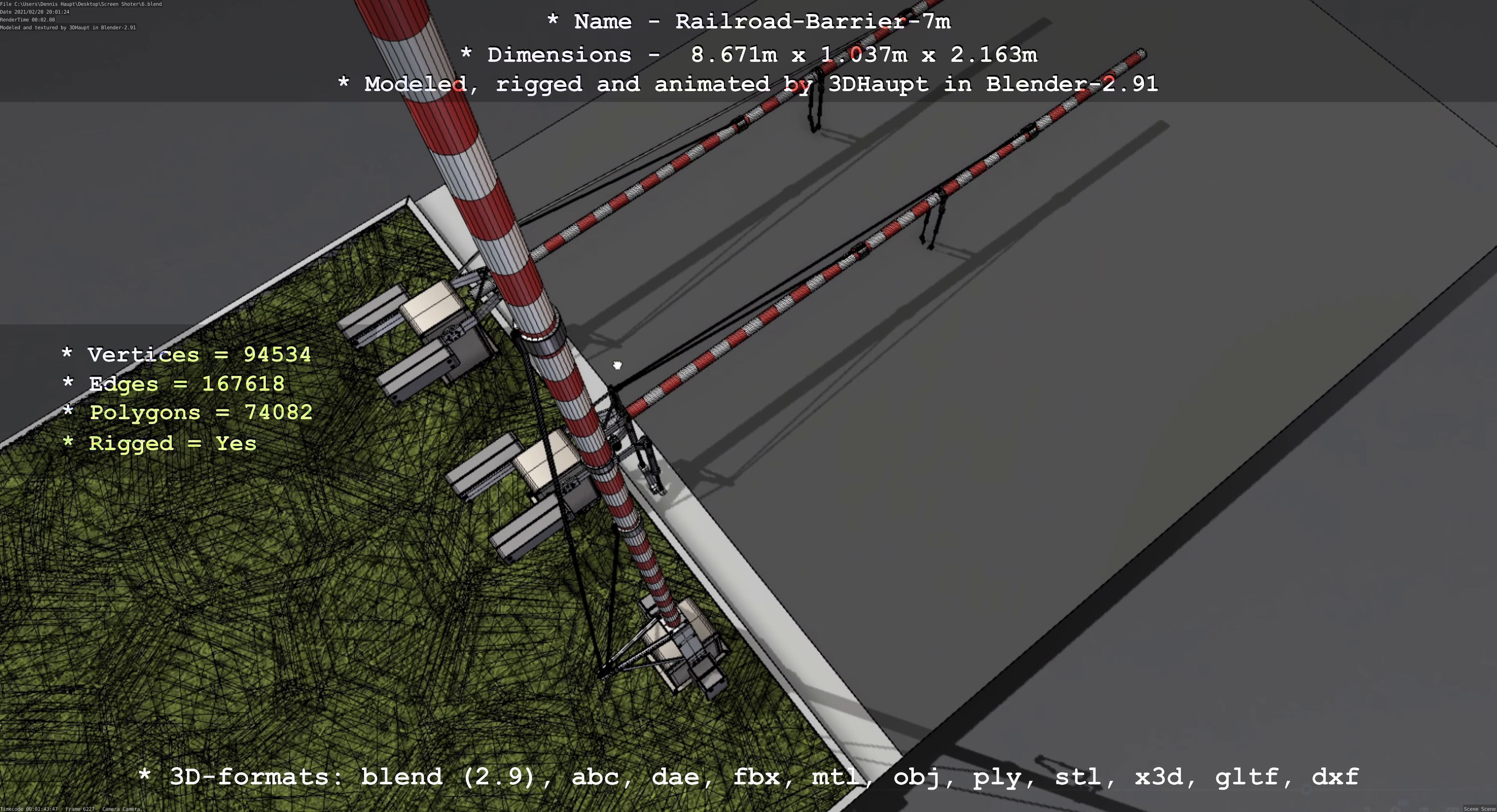 Railroad Barrier 7m High-Poly 3D model_58