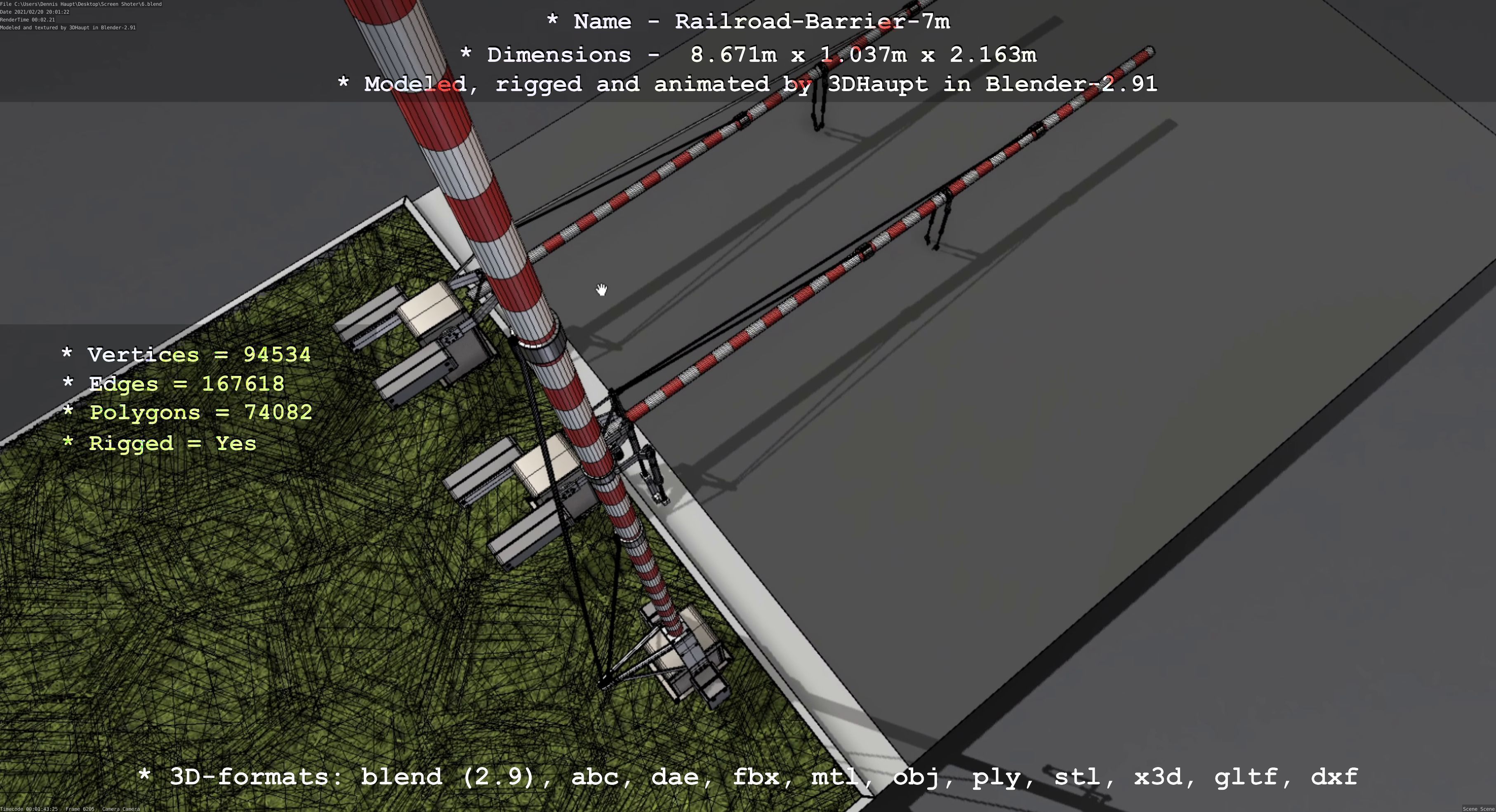 Railroad Barrier 7m High-Poly 3D model_57
