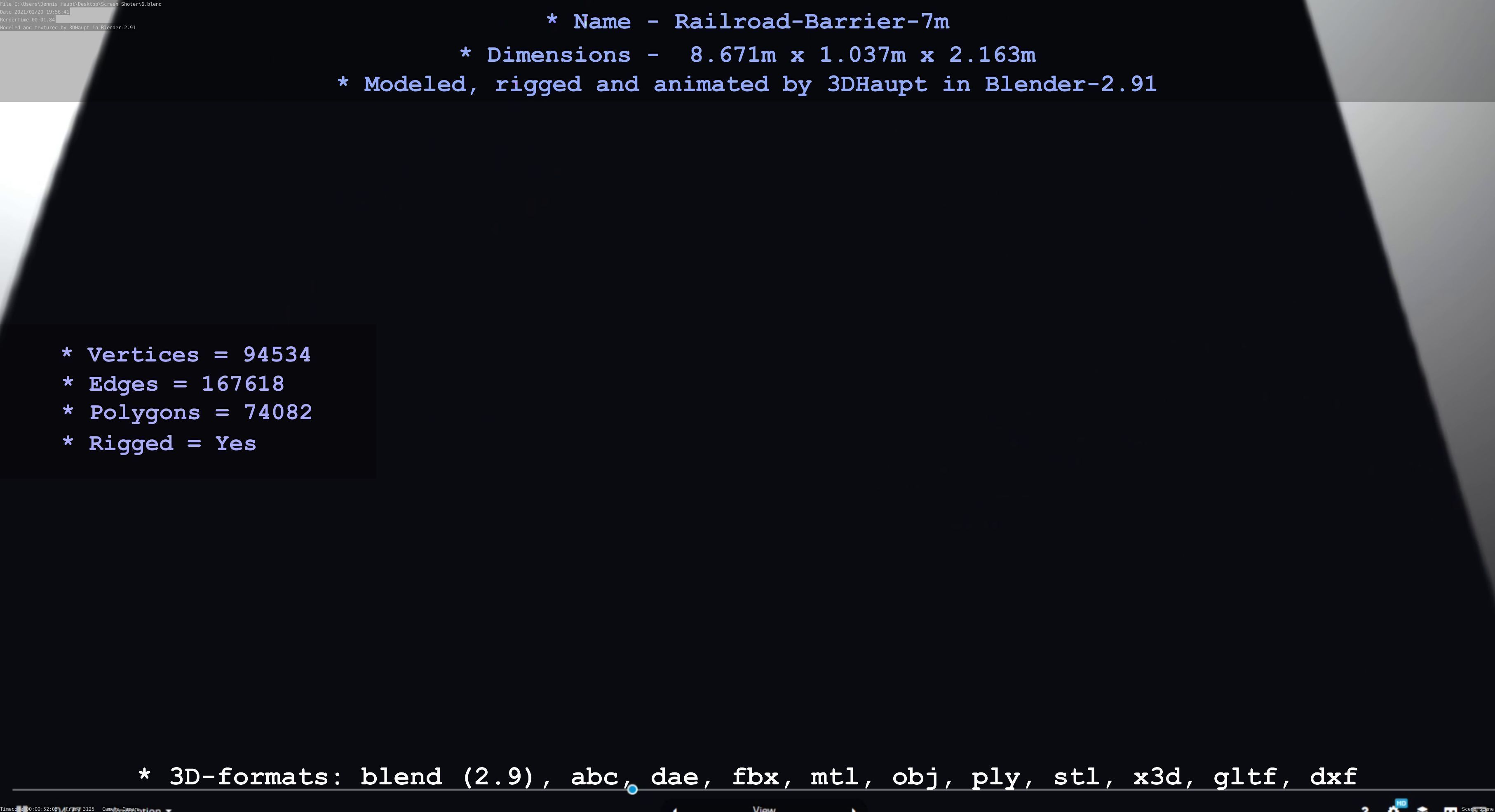 Railroad Barrier 7m High-Poly 3D model_77
