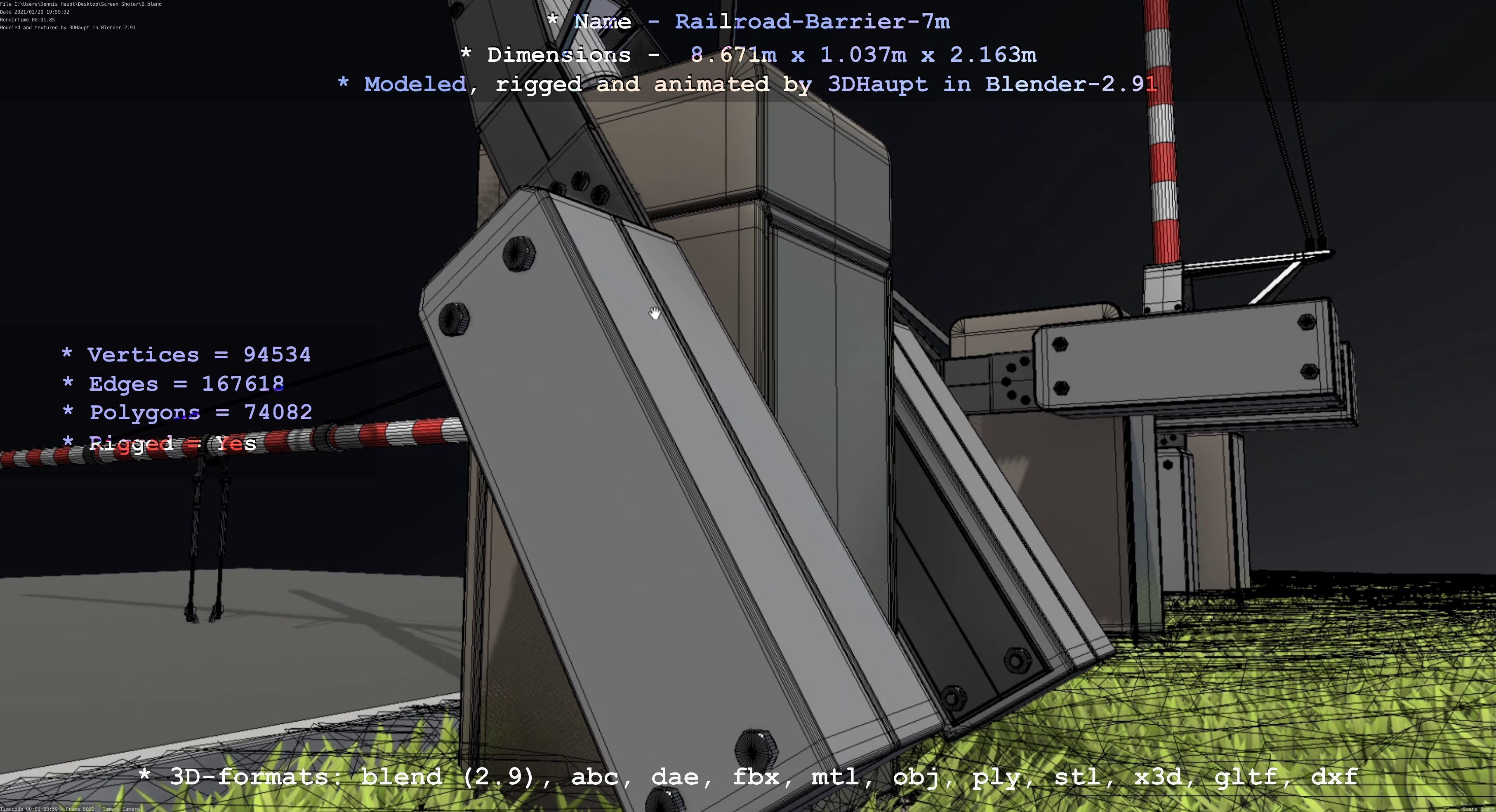 Railroad Barrier 7m High-Poly 3D model_67