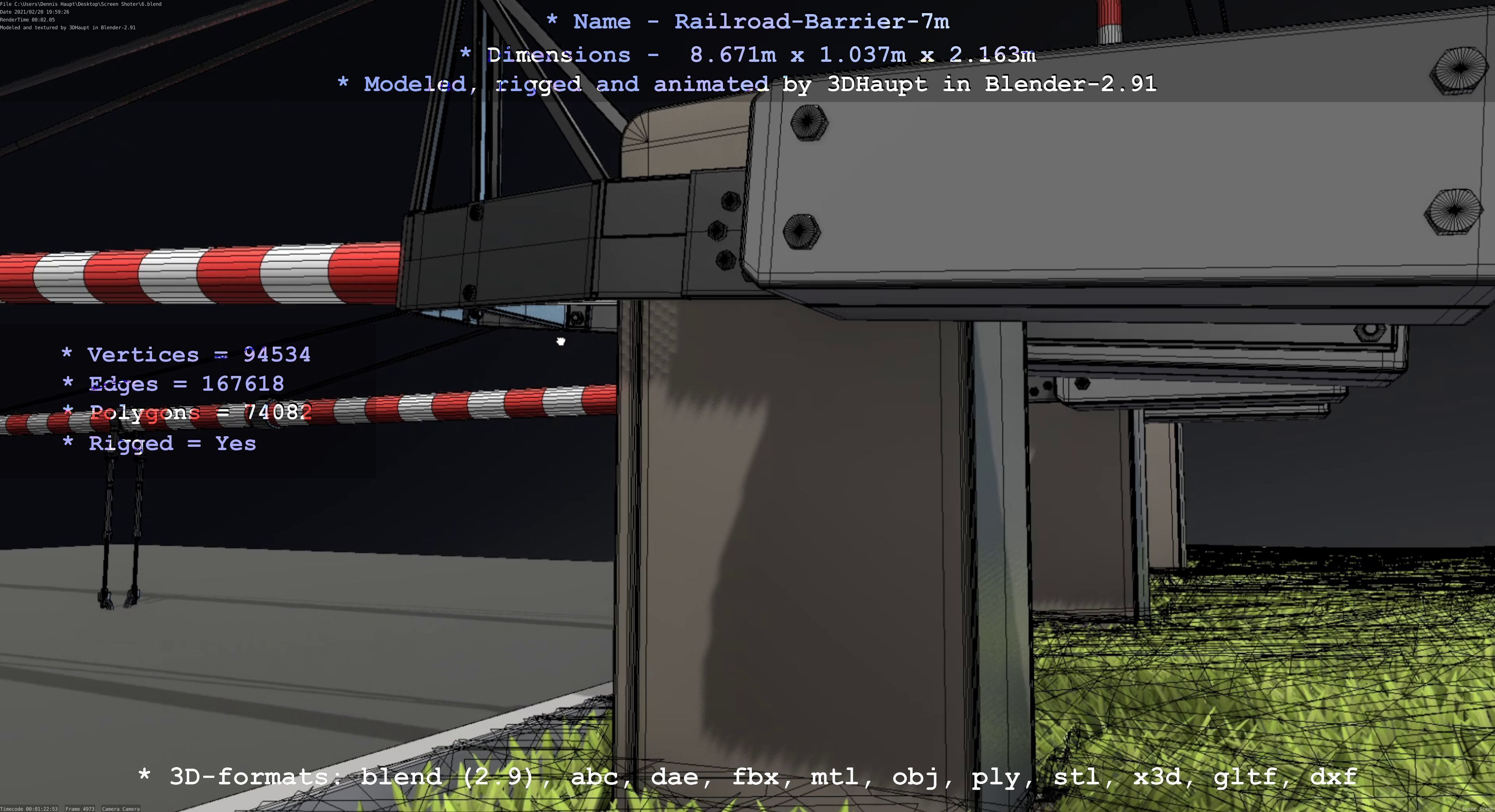 Railroad Barrier 7m High-Poly 3D model_45