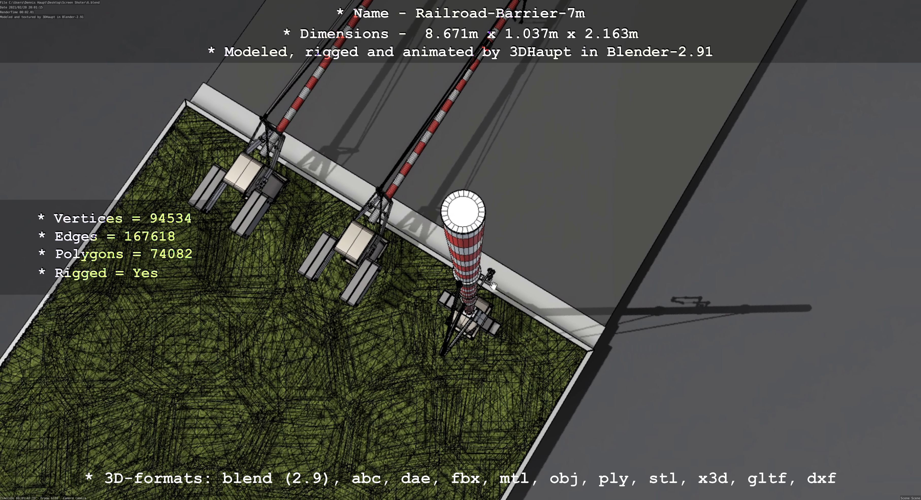 Railroad Barrier 7m High-Poly 3D model_54