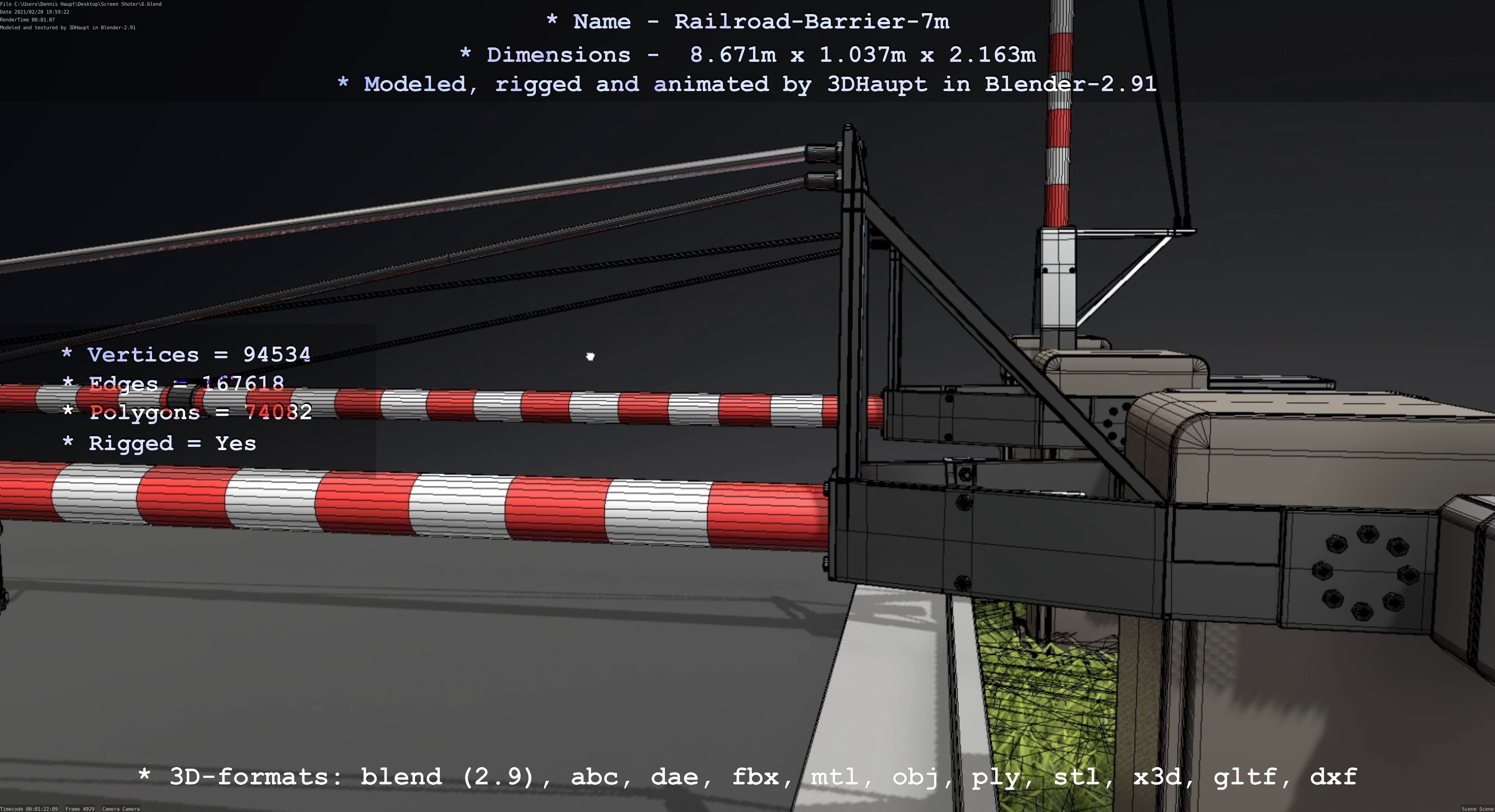 Railroad Barrier 7m High-Poly 3D model_112