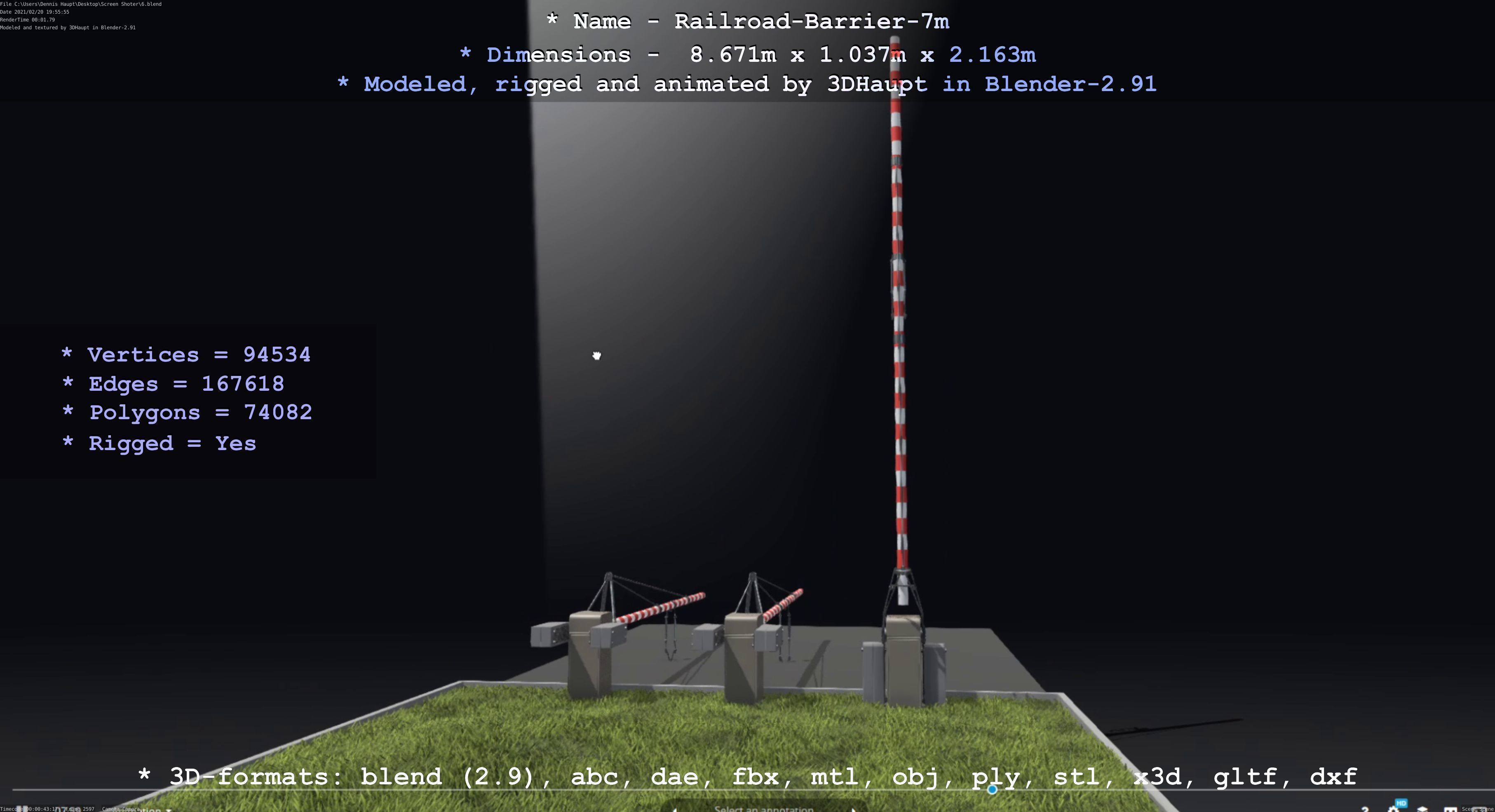 Railroad Barrier 7m High-Poly 3D model_69