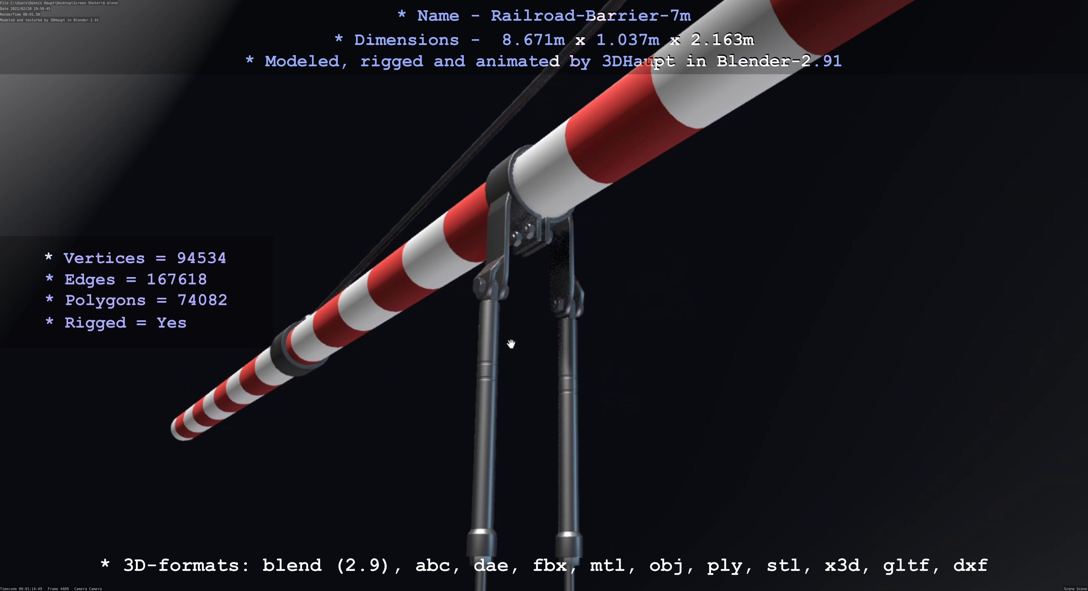 Railroad Barrier 7m High-Poly 3D model_106