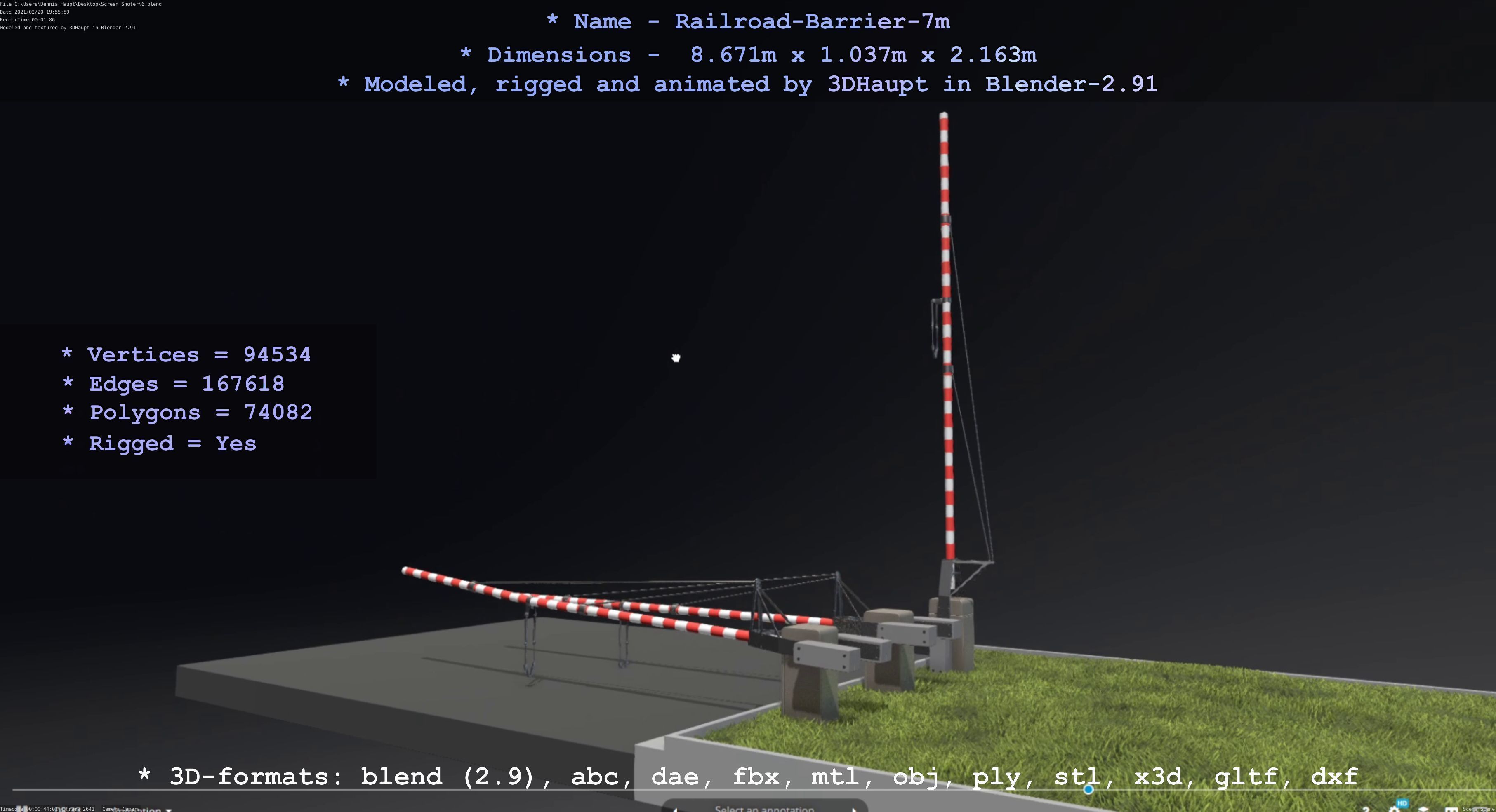Railroad Barrier 7m High-Poly 3D model_71