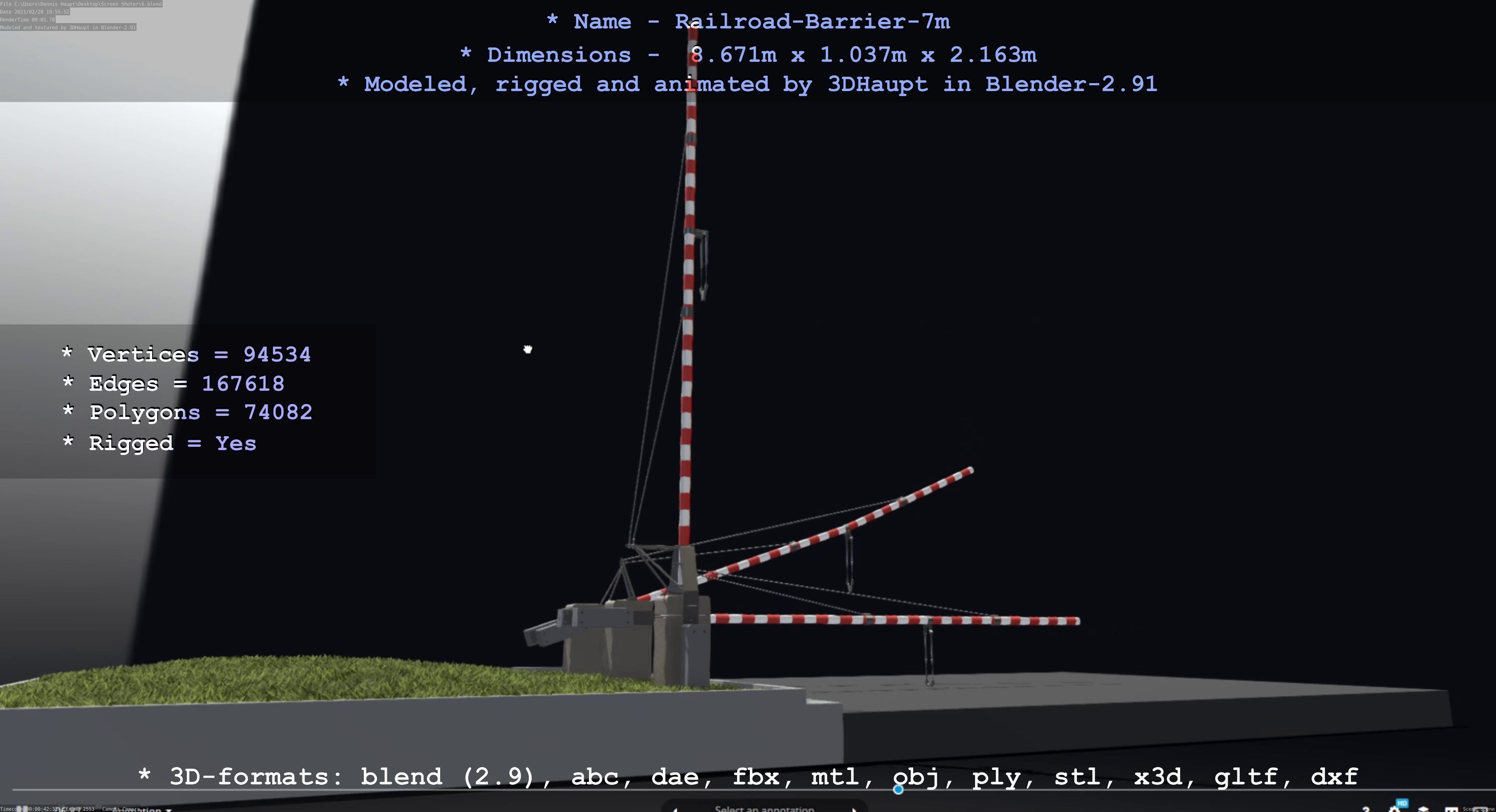 Railroad Barrier 7m High-Poly 3D model_66