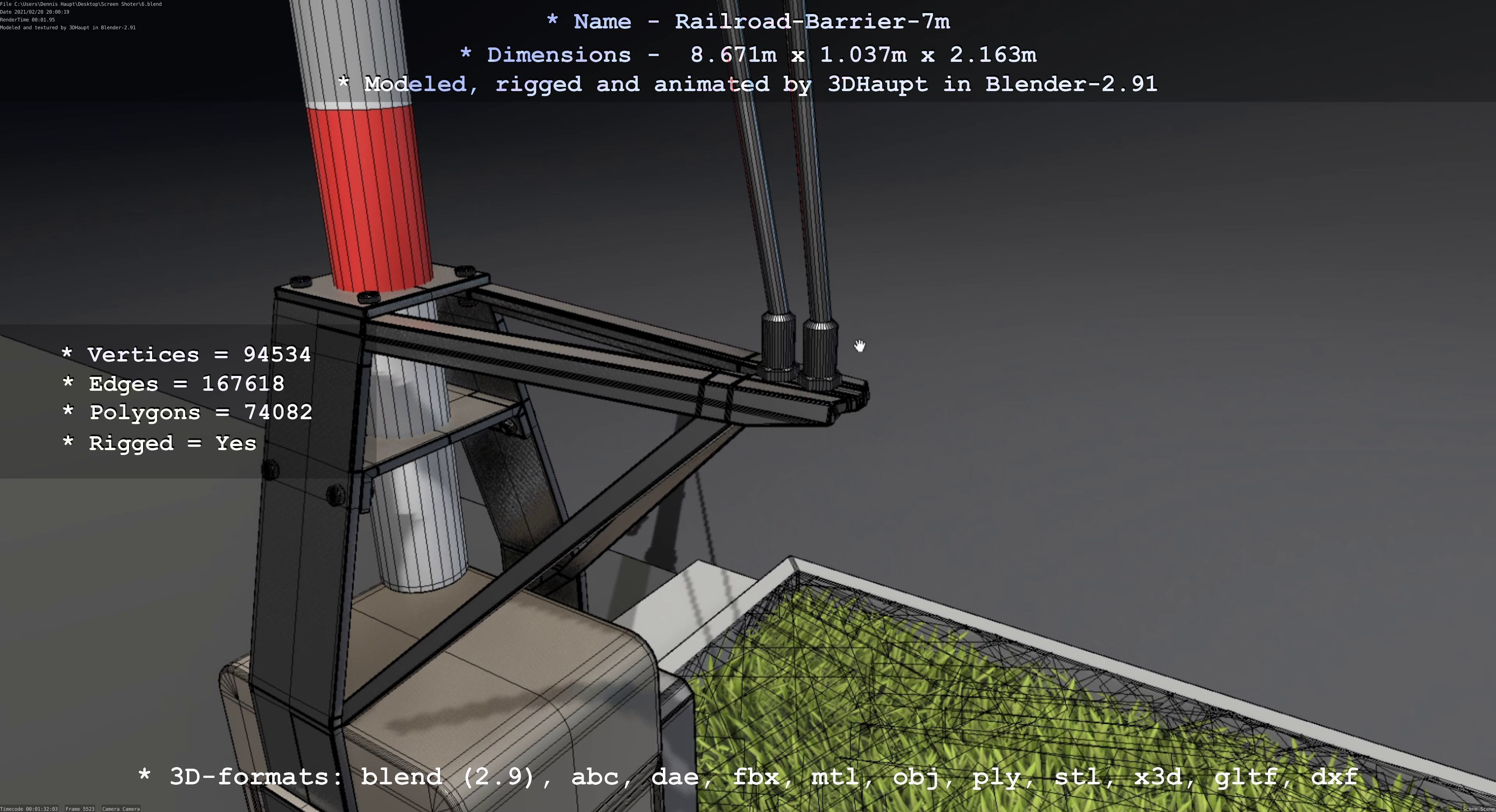 Railroad Barrier 7m High-Poly 3D model_111