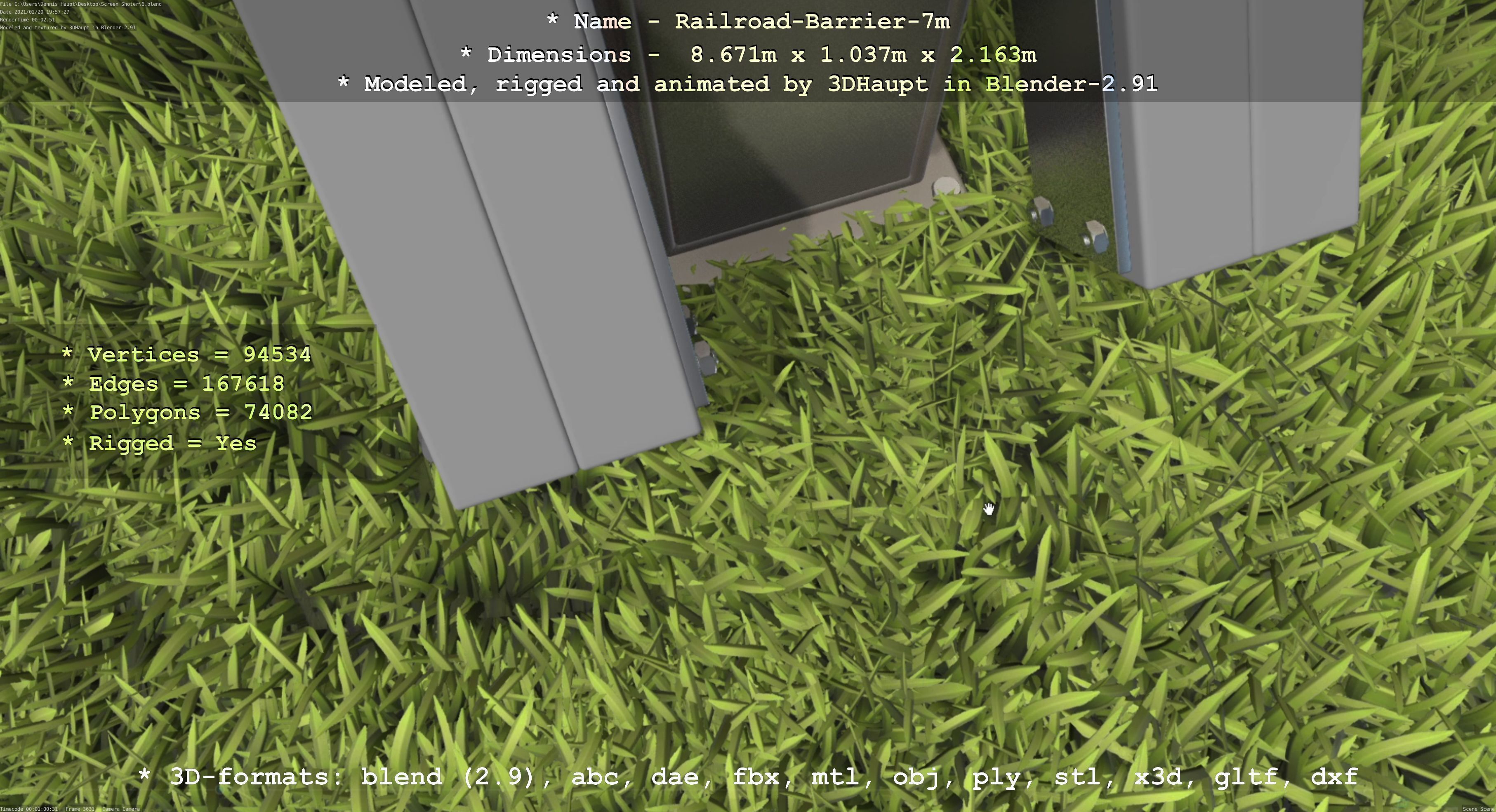 Railroad Barrier 7m High-Poly 3D model_86