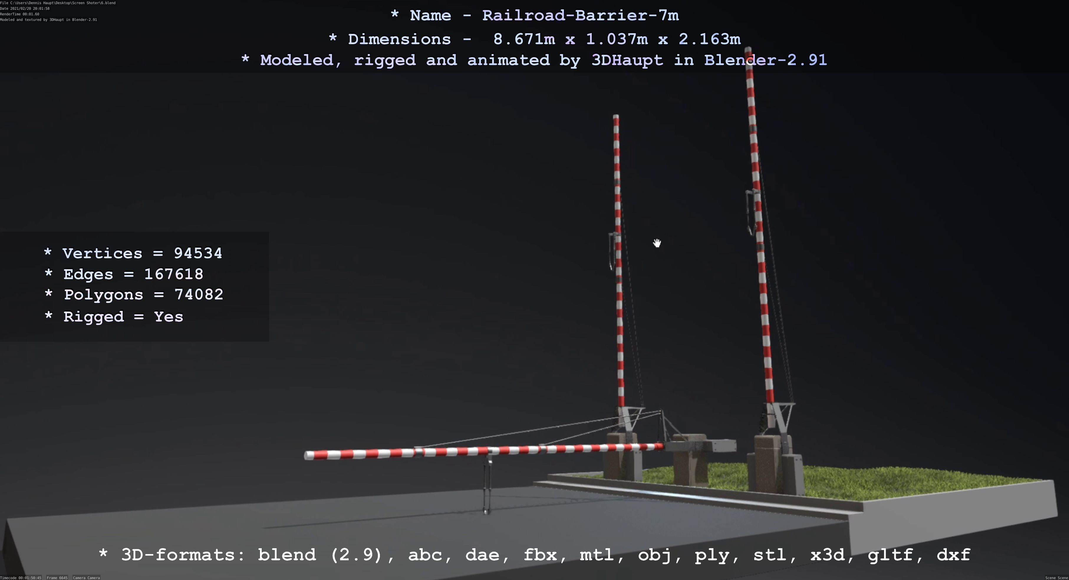 Railroad Barrier 7m High-Poly 3D model_29