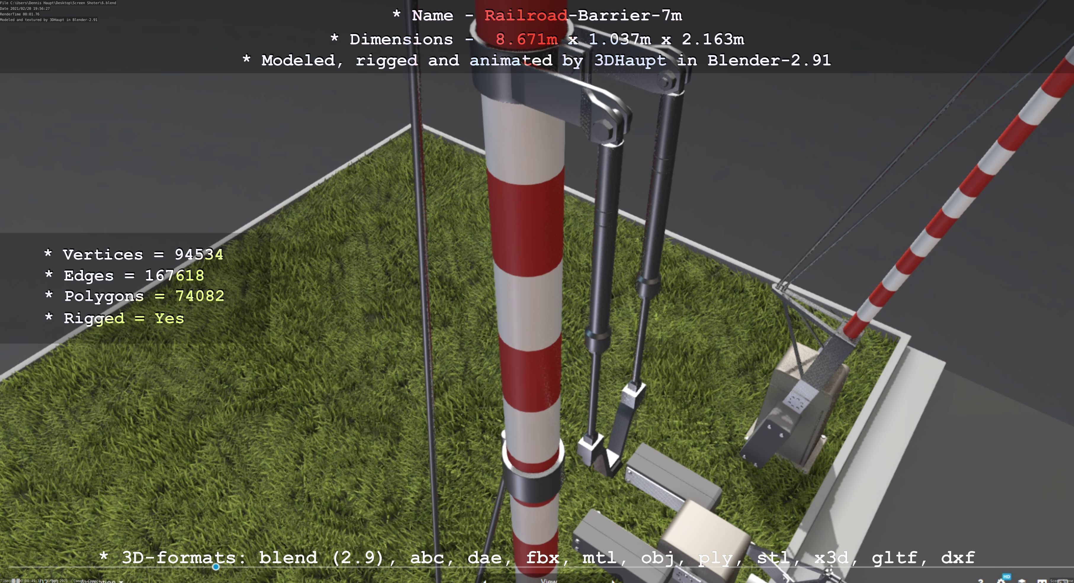 Railroad Barrier 7m High-Poly 3D model_72