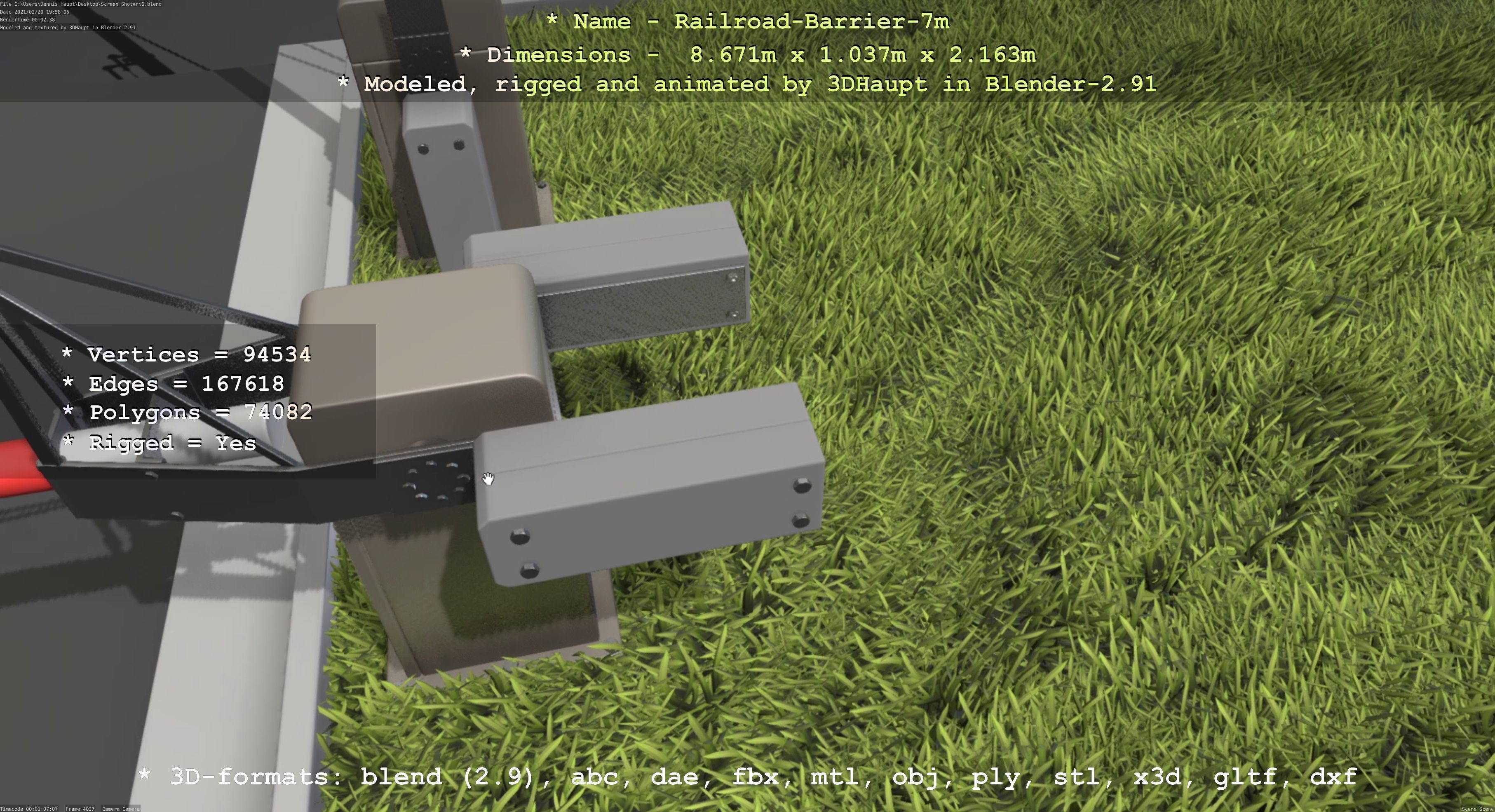 Railroad Barrier 7m High-Poly 3D model_42