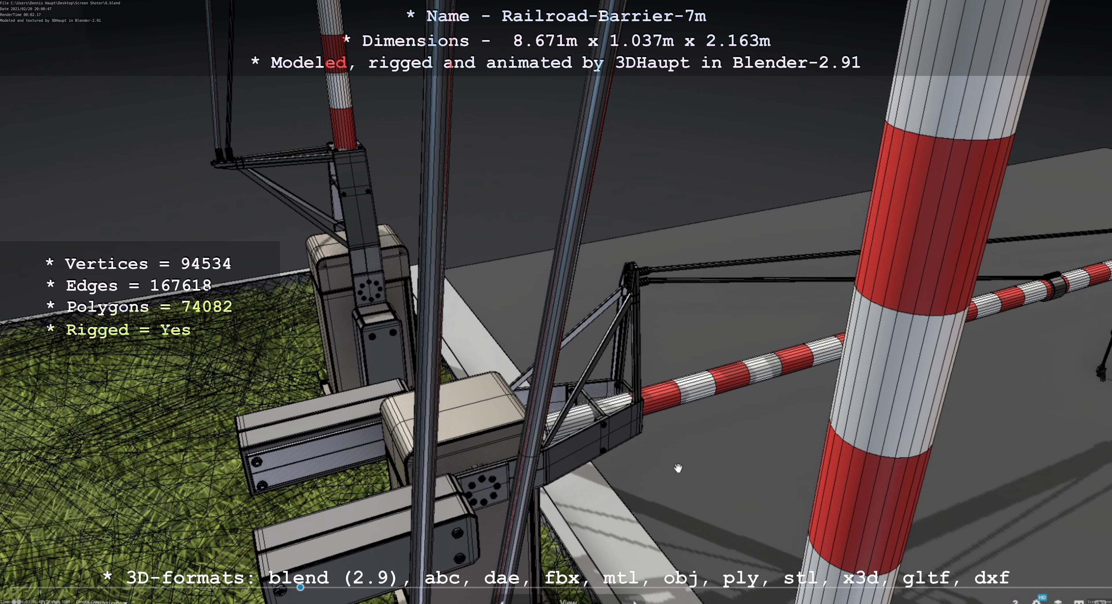 Railroad Barrier 7m High-Poly 3D model_51