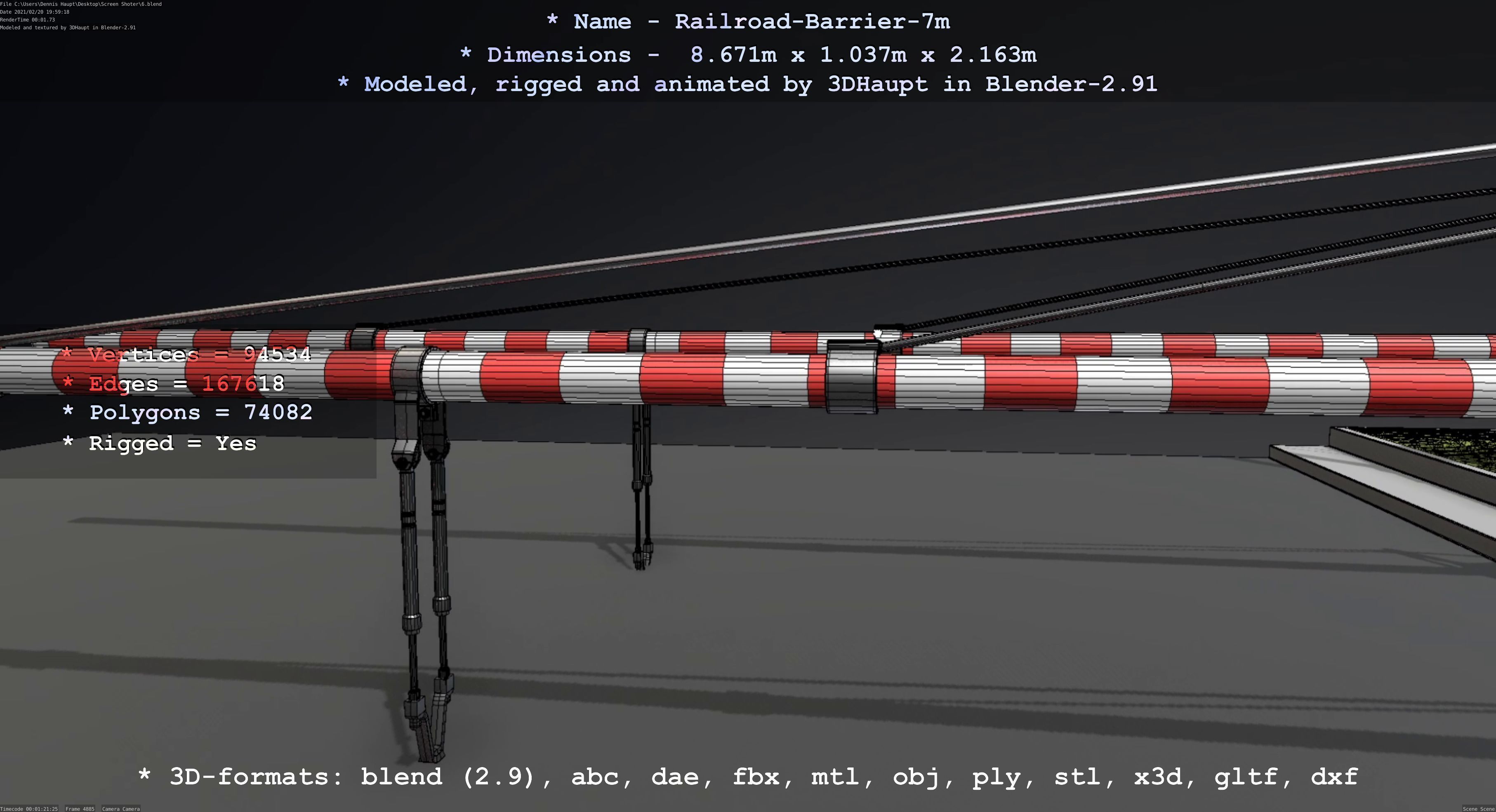 Railroad Barrier 7m High-Poly 3D model_109