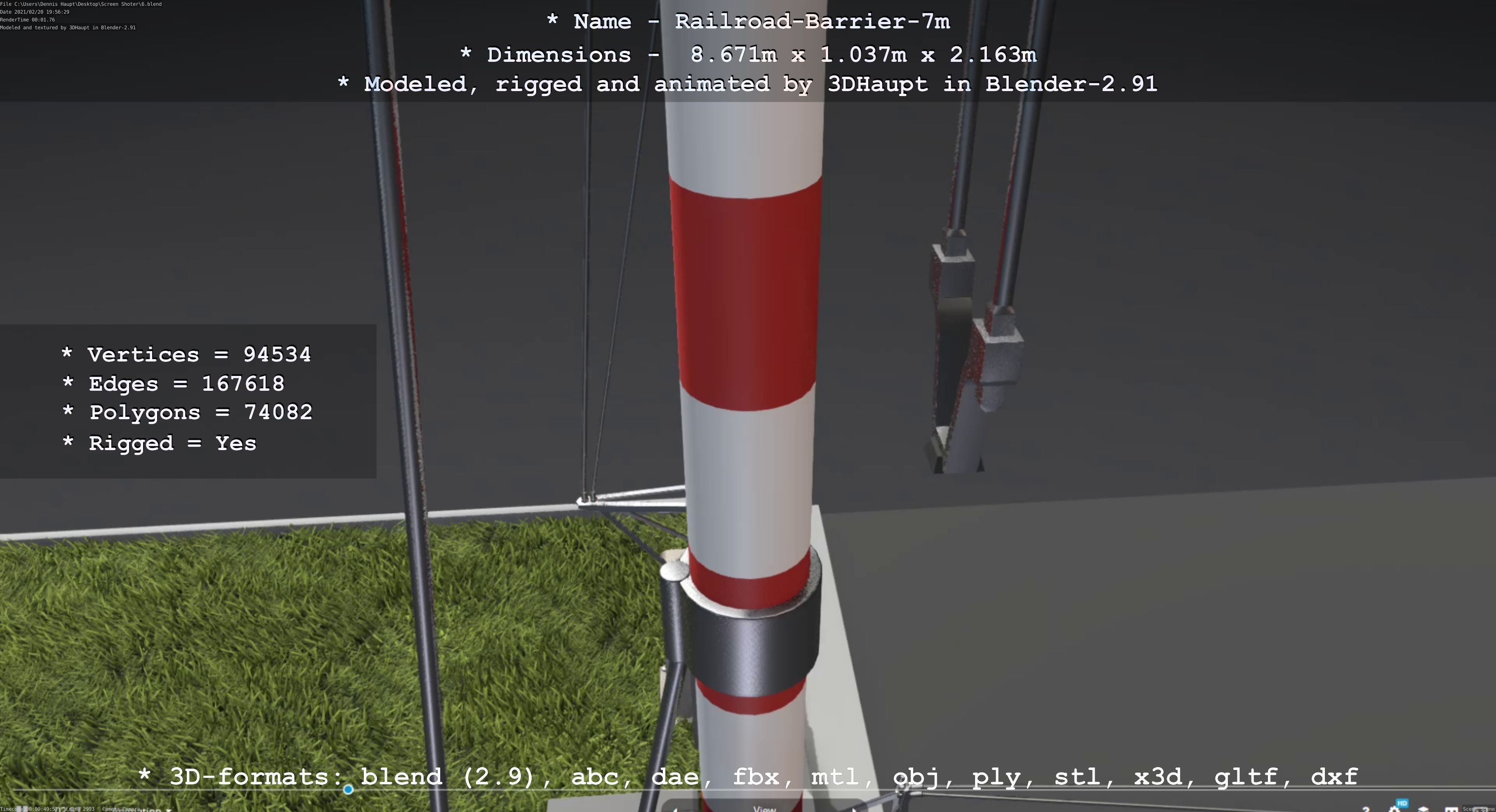 Railroad Barrier 7m High-Poly 3D model_73