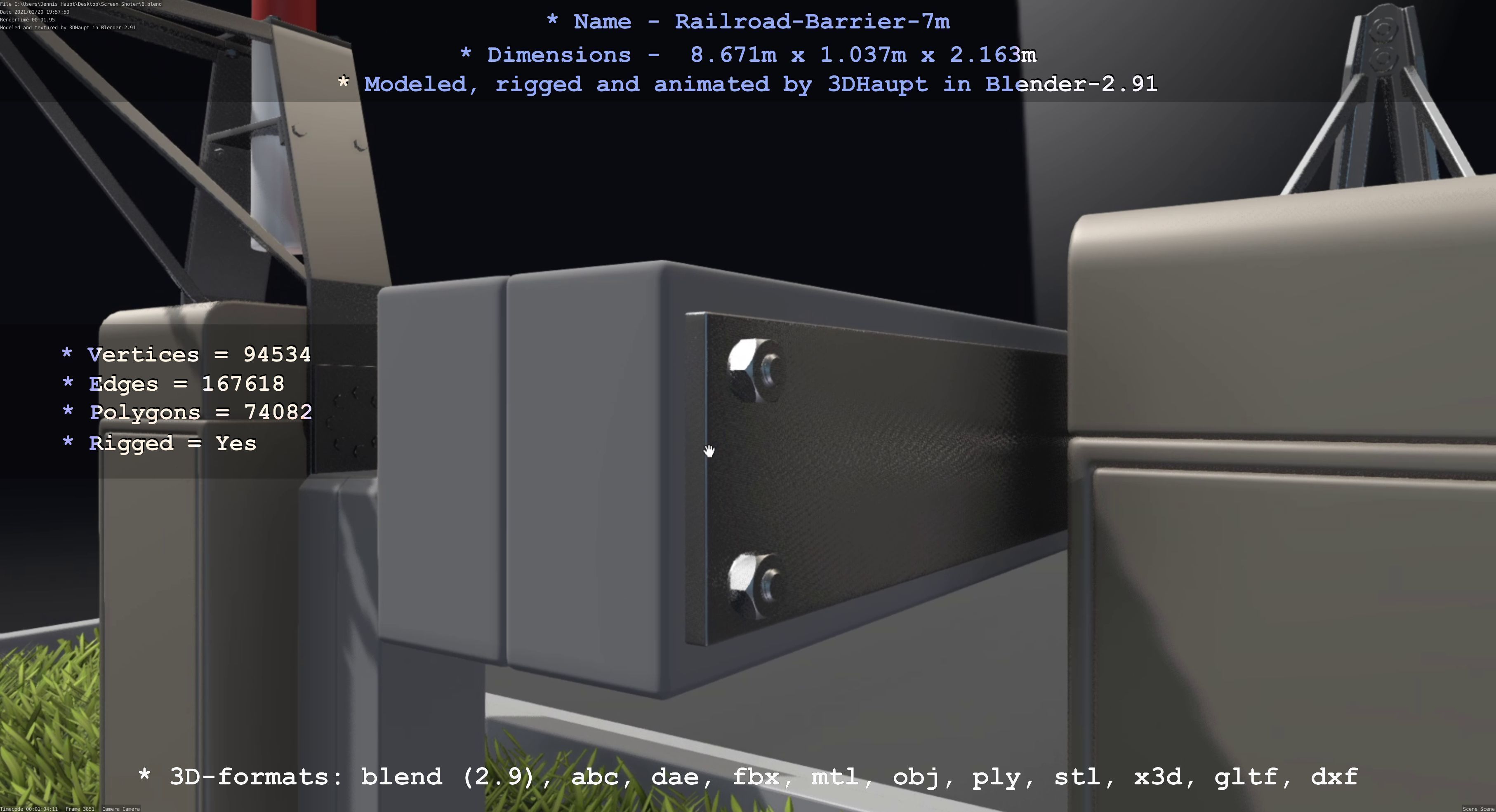 Railroad Barrier 7m High-Poly 3D model_94