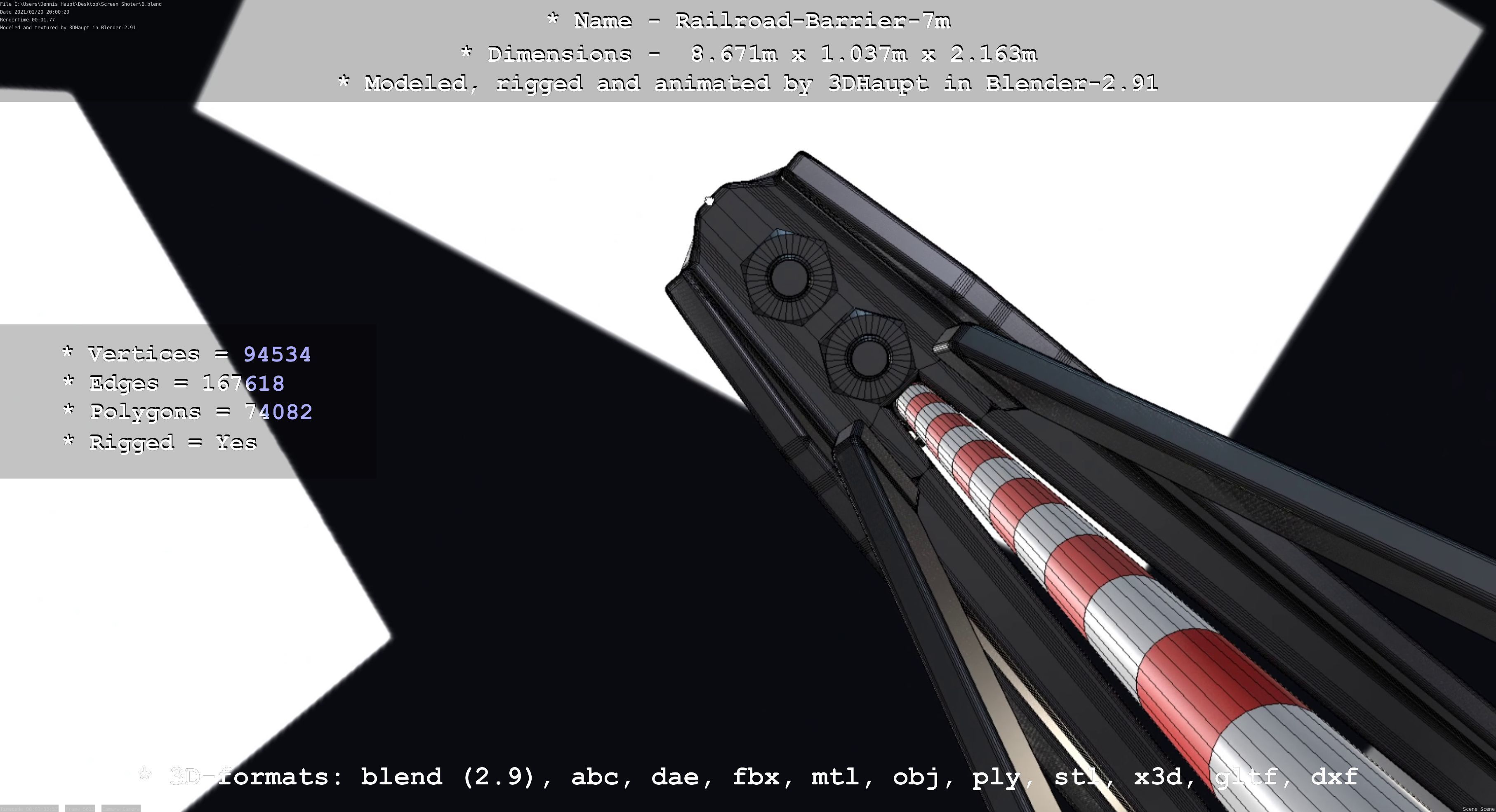 Railroad Barrier 7m High-Poly 3D model_115