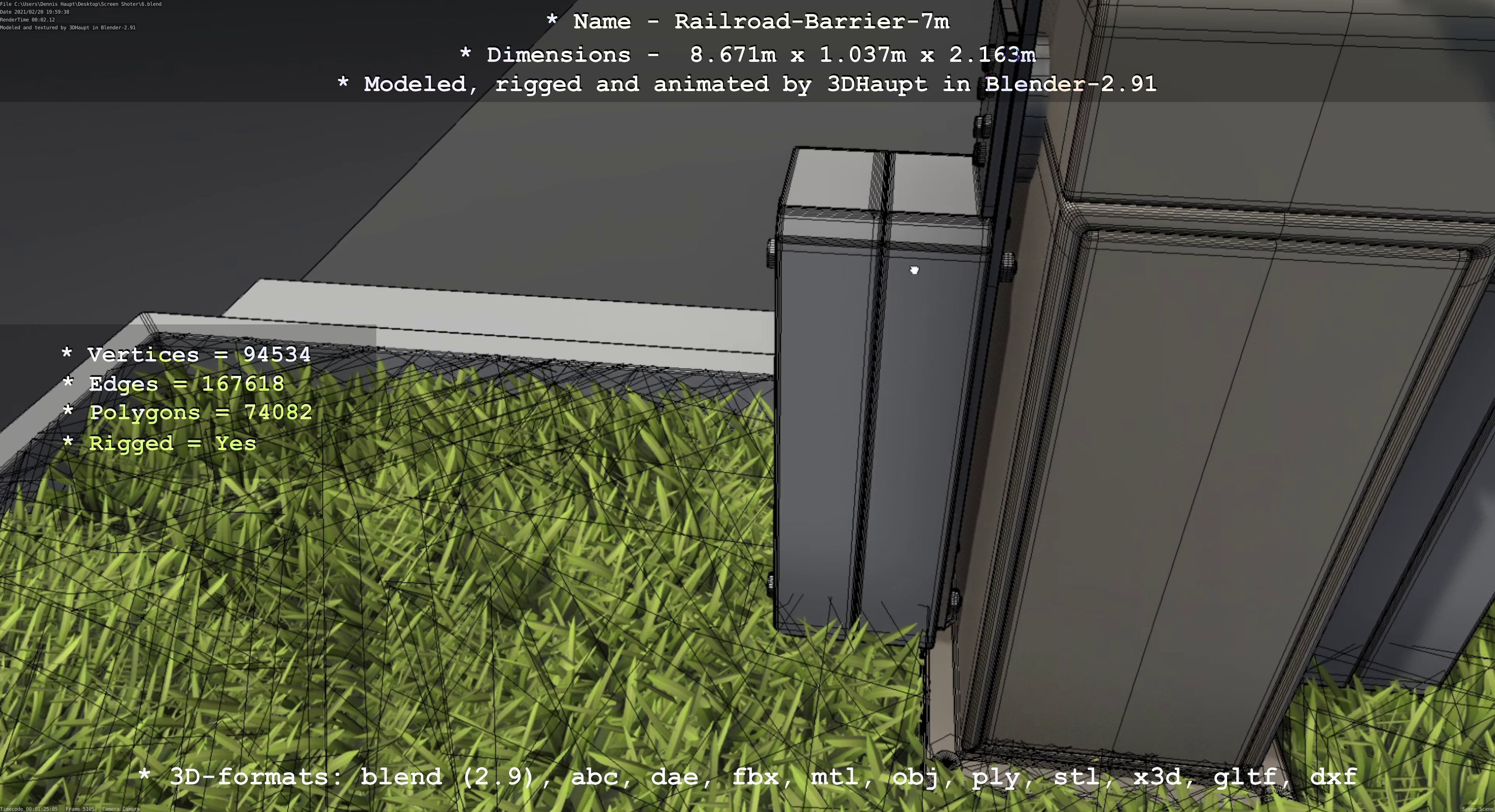 Railroad Barrier 7m High-Poly 3D model_89