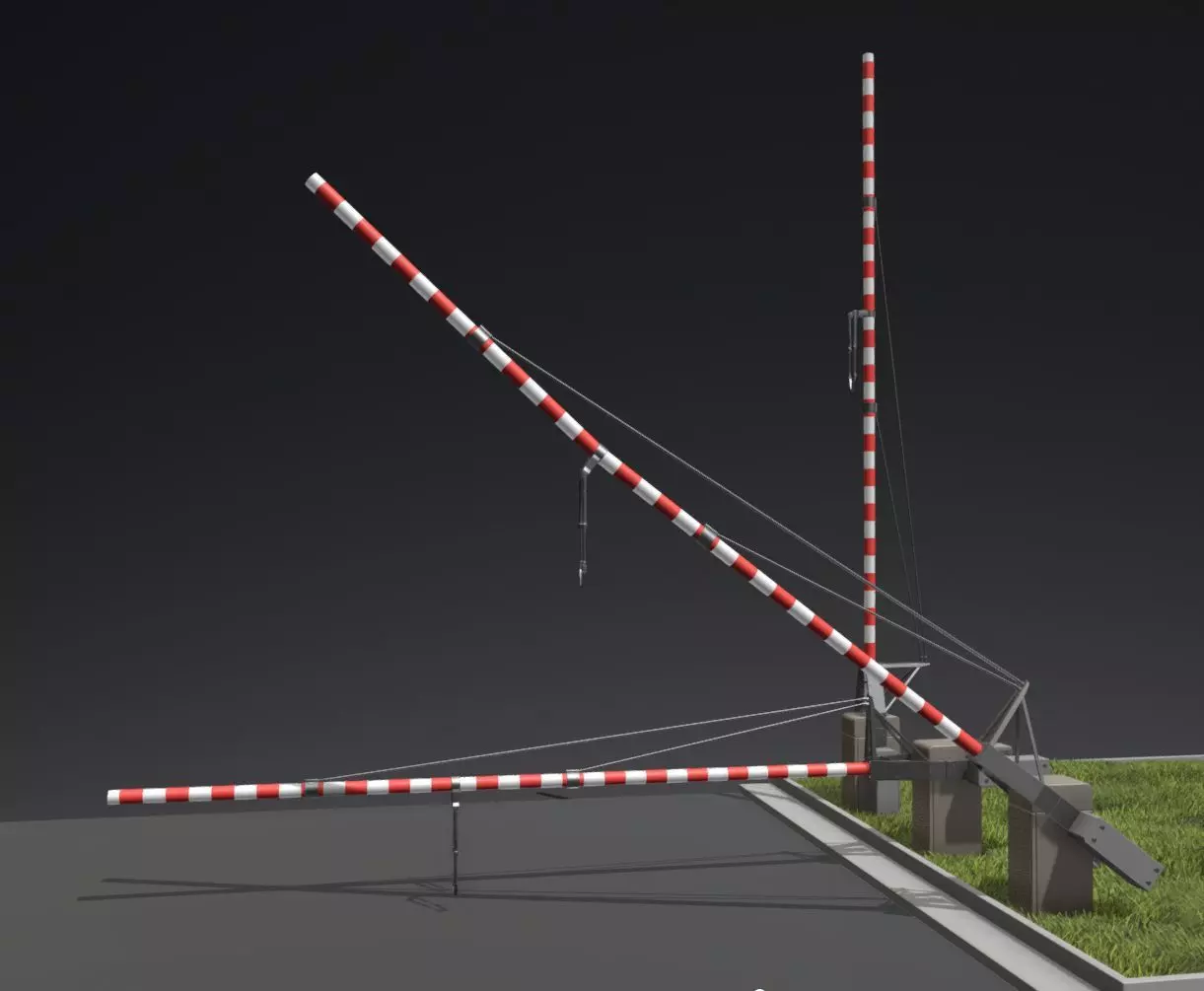Railroad Barrier 7m High-Poly 3D model_0