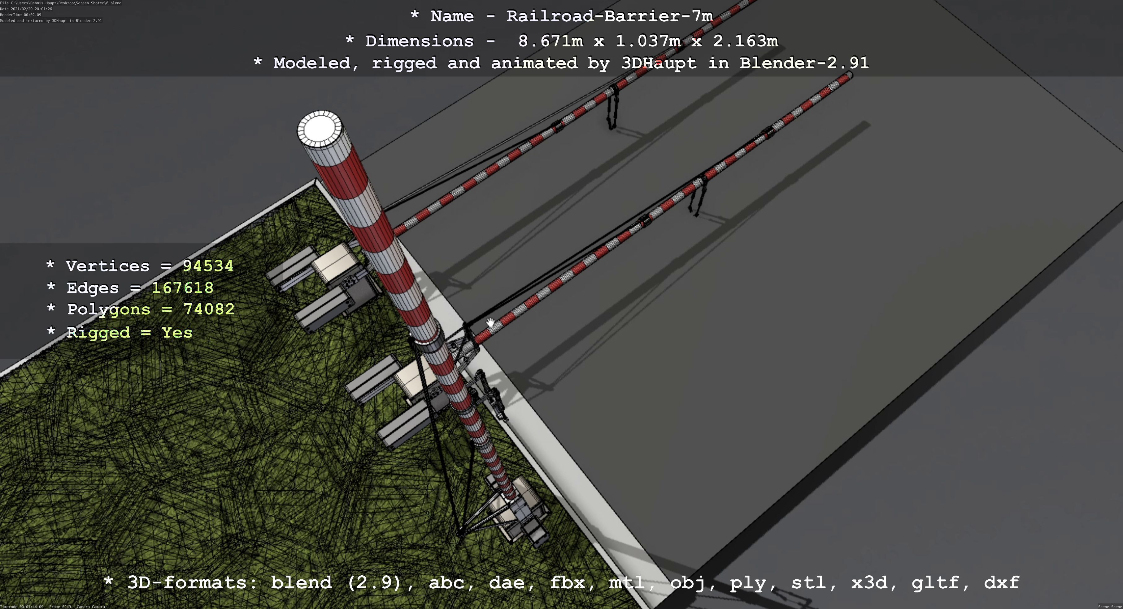 Railroad Barrier 7m High-Poly 3D model_59