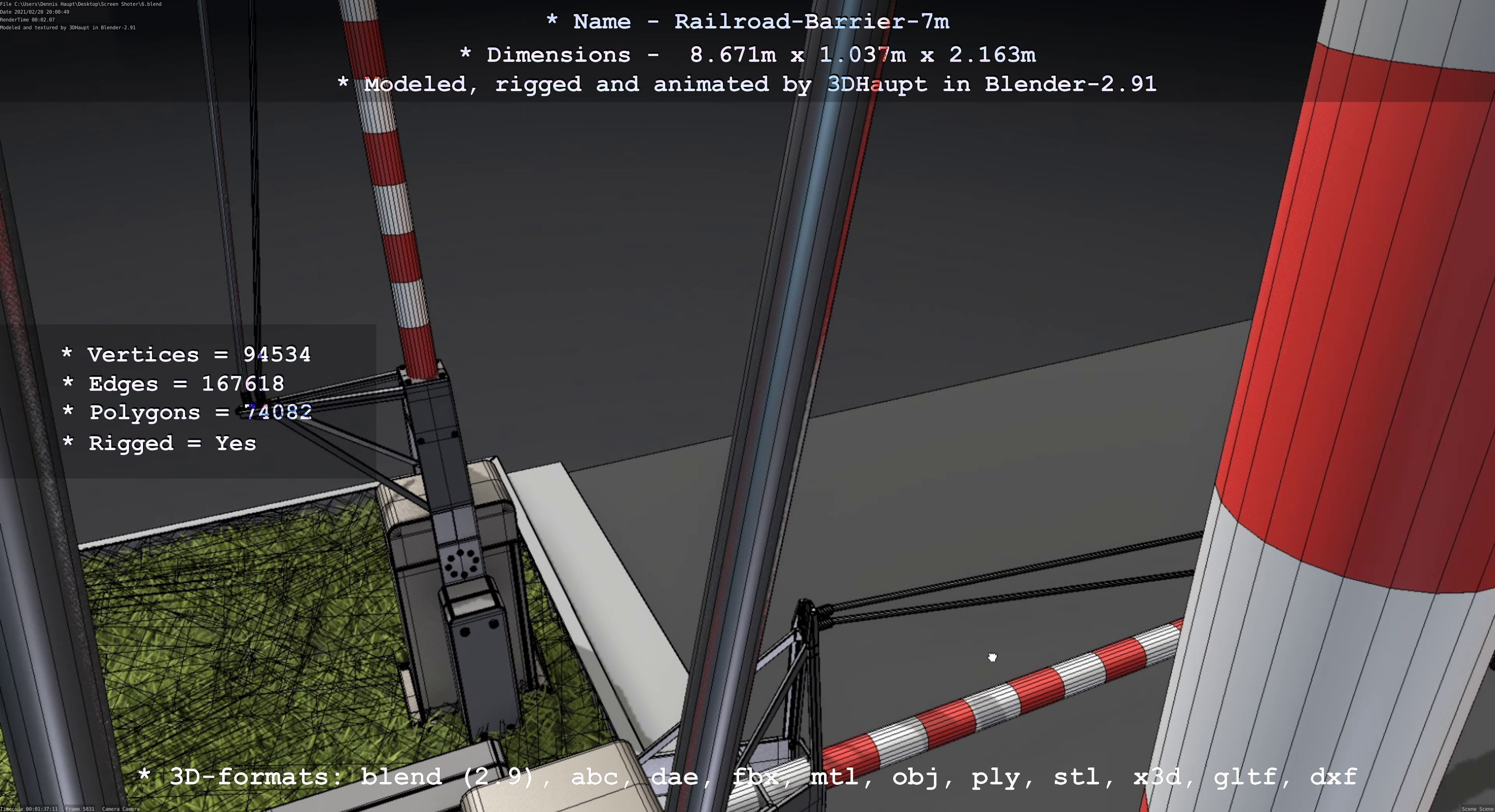 Railroad Barrier 7m High-Poly 3D model_52