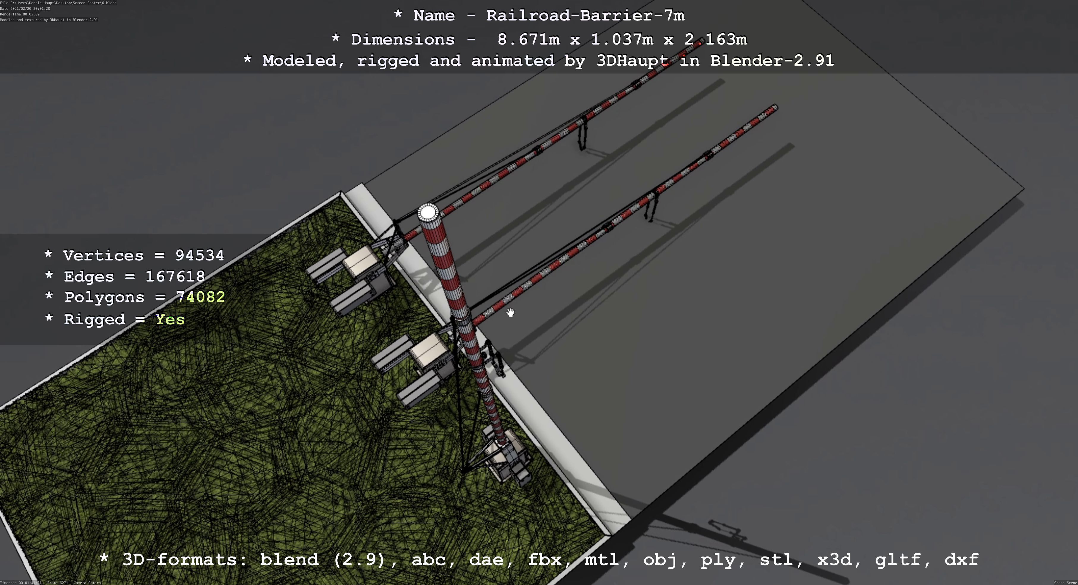 Railroad Barrier 7m High-Poly 3D model_60