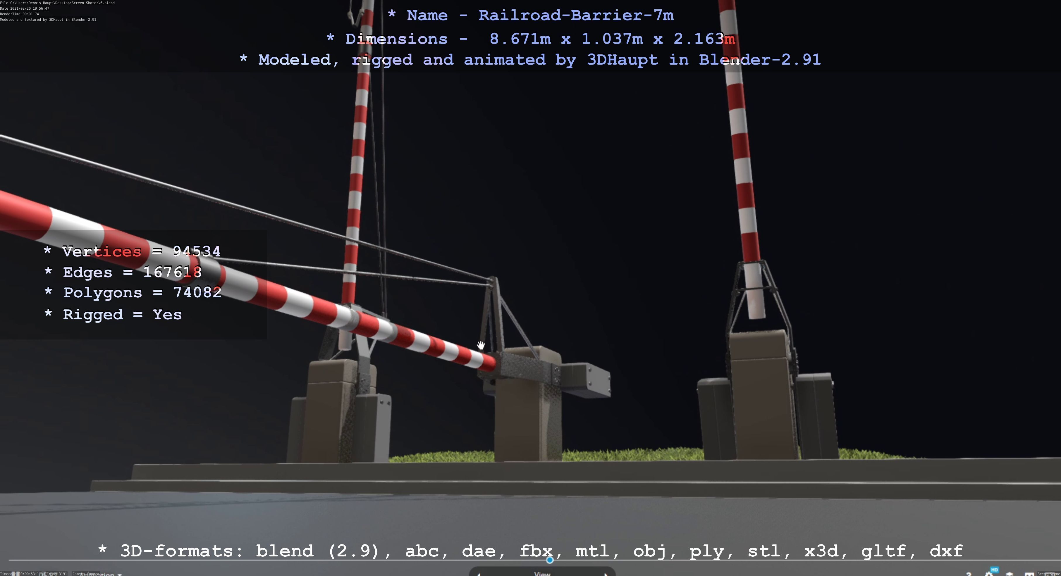 Railroad Barrier 7m High-Poly 3D model_81