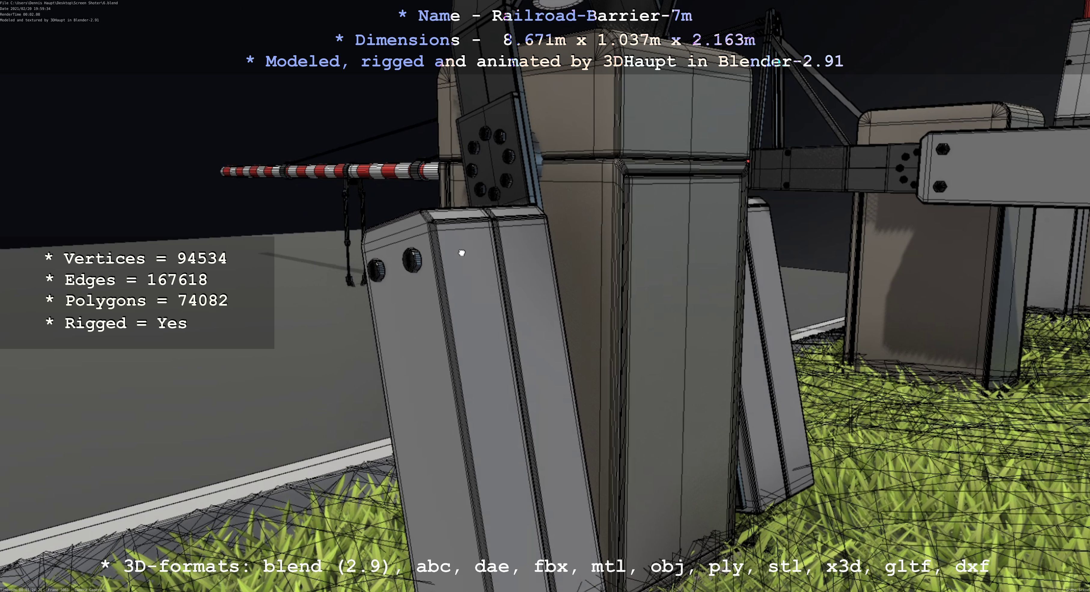 Railroad Barrier 7m High-Poly 3D model_78