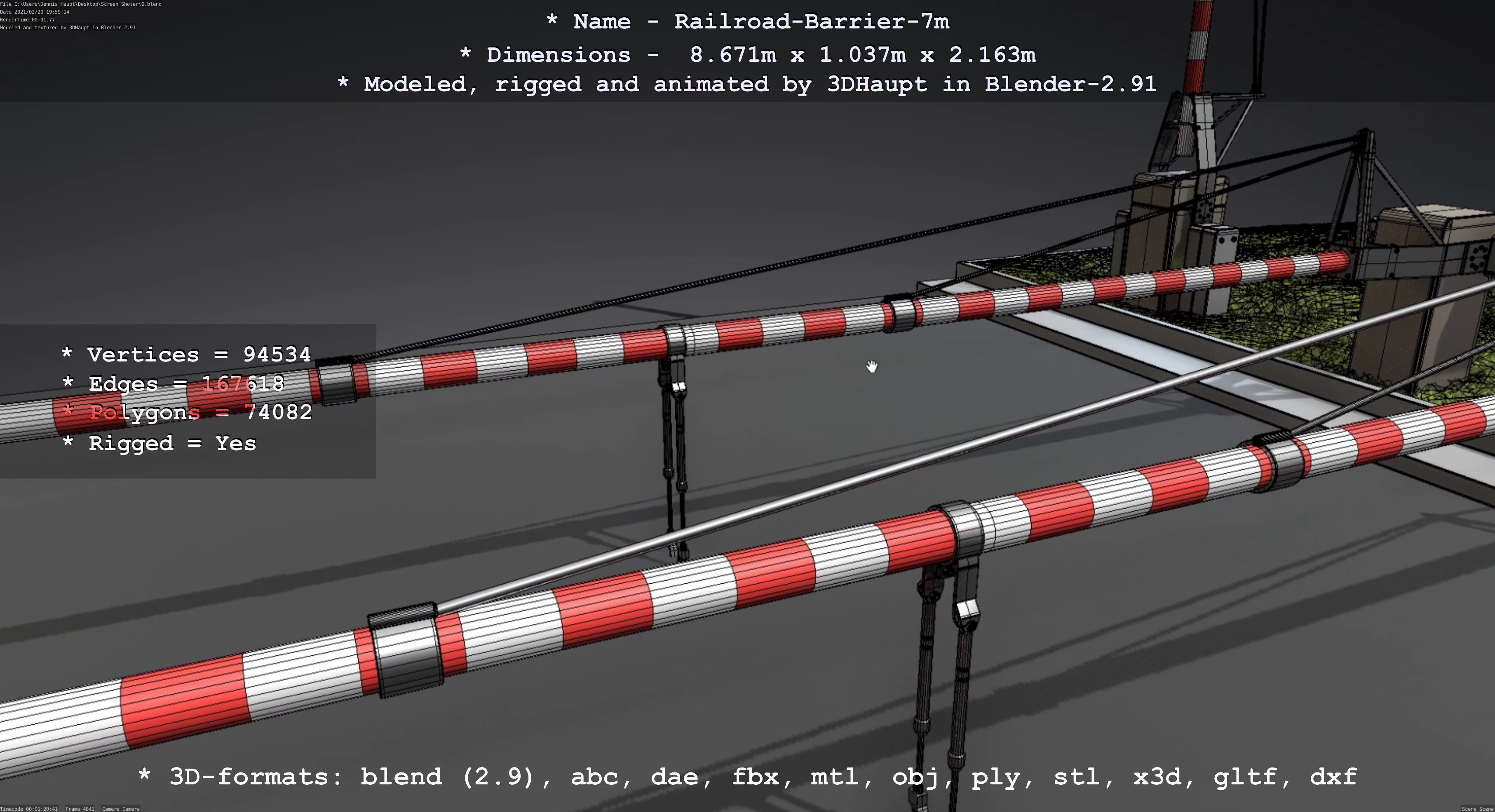 Railroad Barrier 7m High-Poly 3D model_108