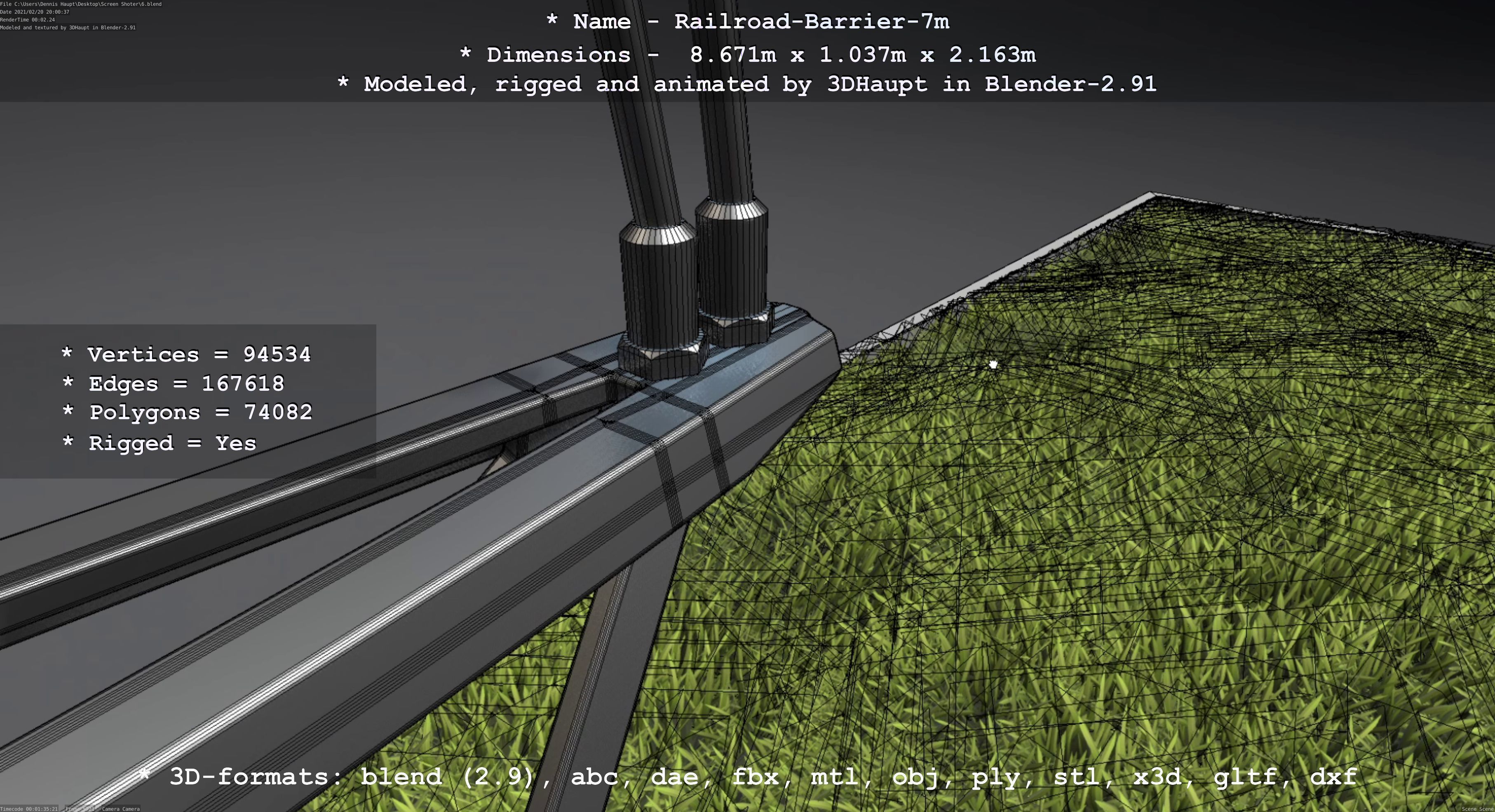 Railroad Barrier 7m High-Poly 3D model_49