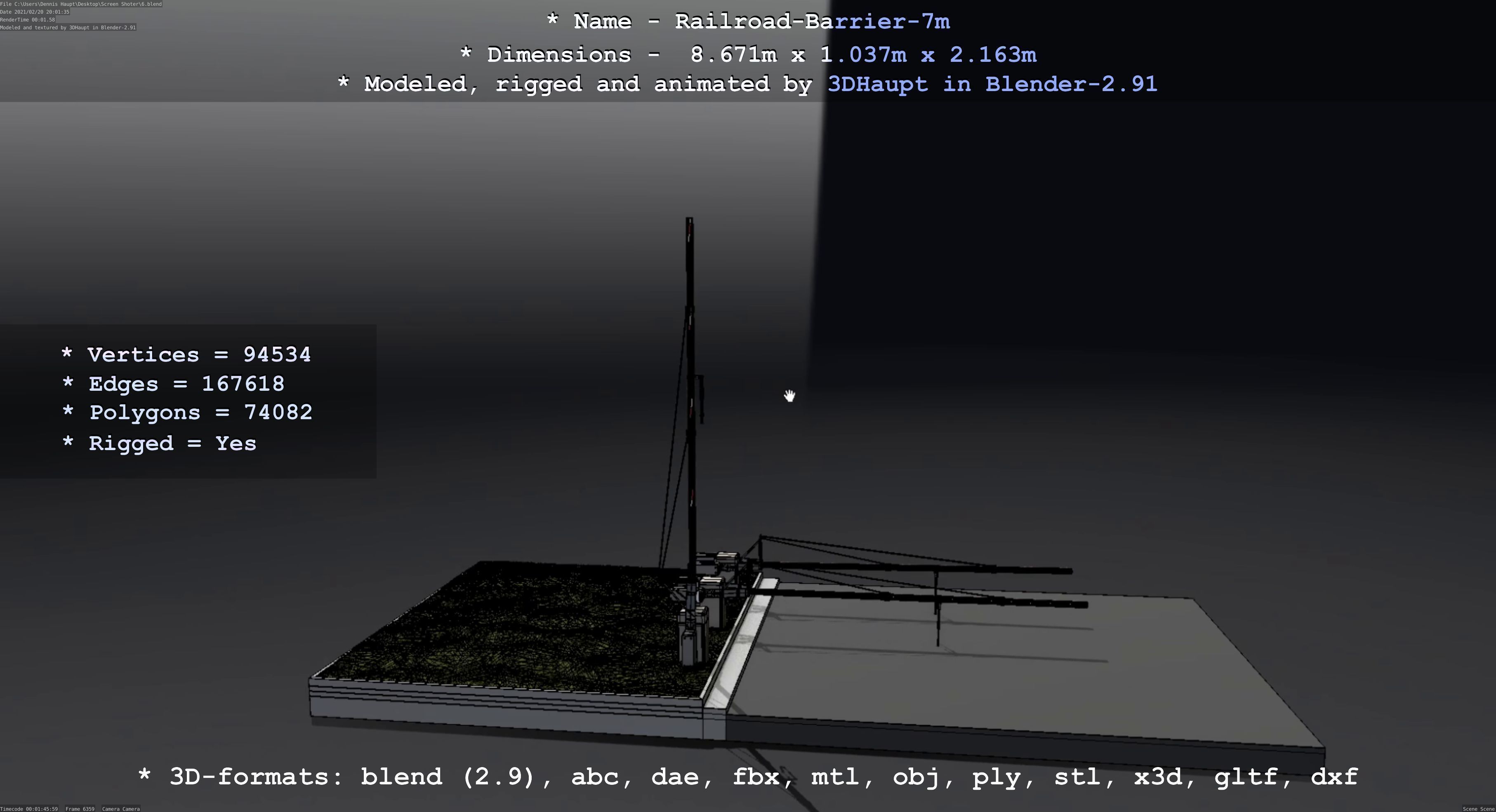 Railroad Barrier 7m High-Poly 3D model_63